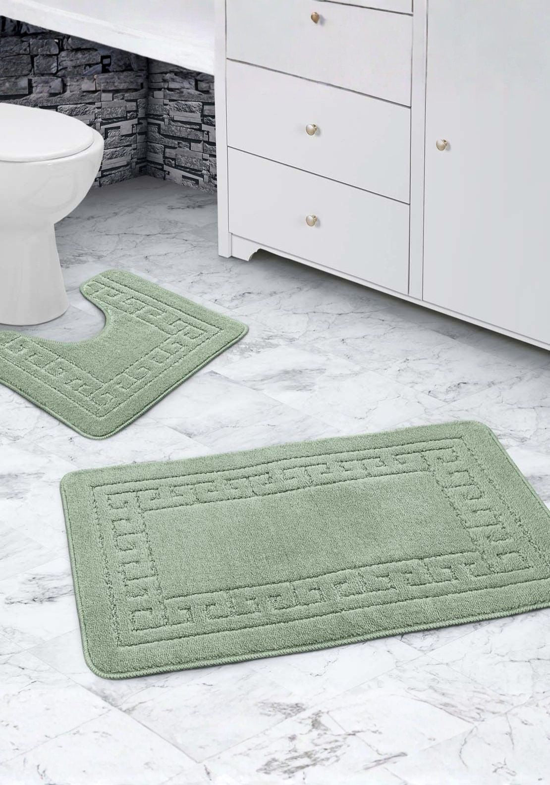 Greek Bath Mat Set - Green – Shaws