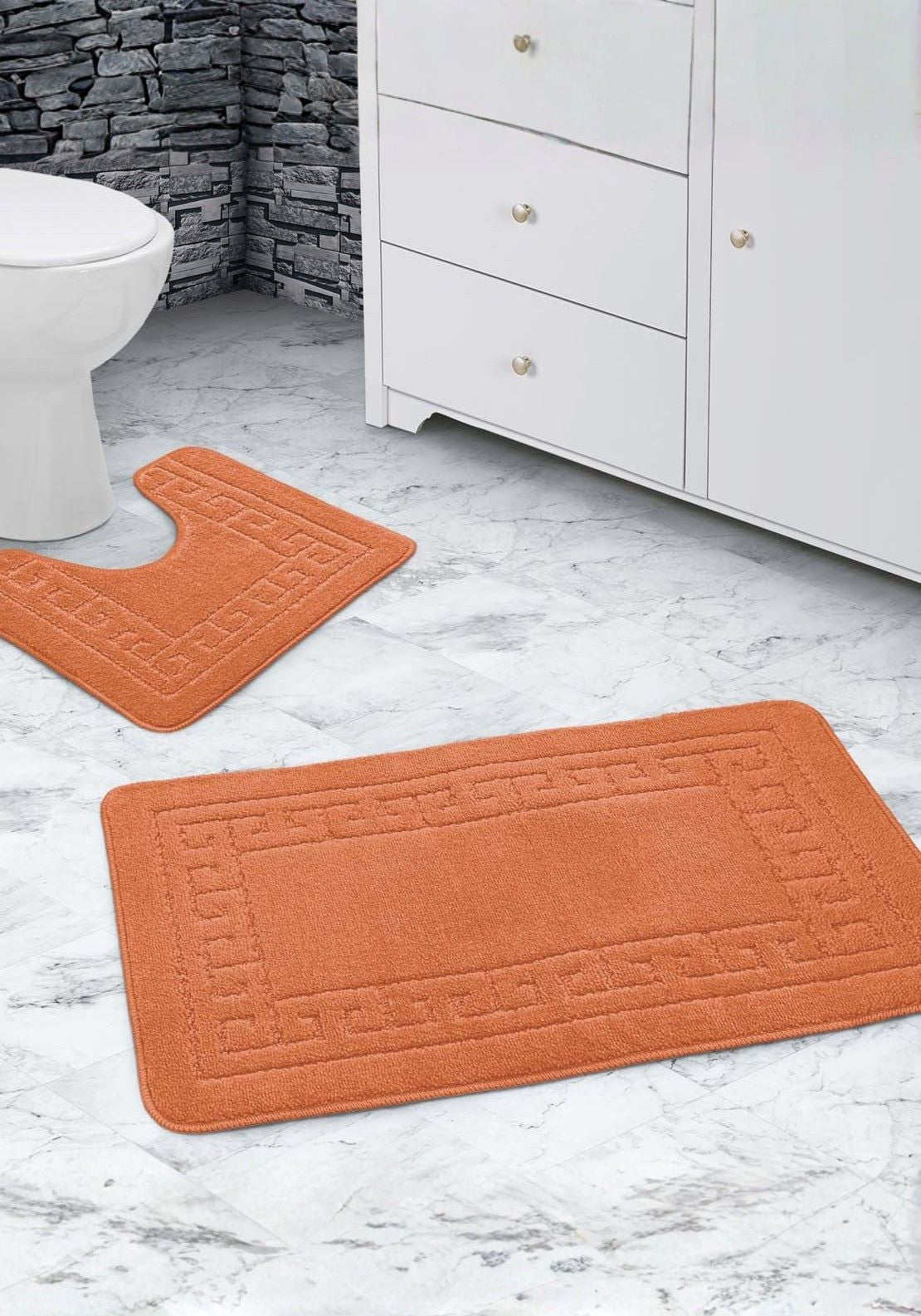 The Home Collection Greek Bath Mat Set - Orange 1 Shaws Department Stores