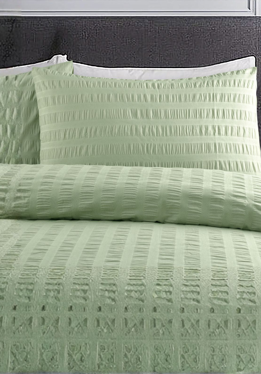 The Home Collection Seersucker Duvet Cover Set - Green 2 Shaws Department Stores