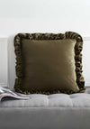 Reagan Soft Touch Matt Velvet Double Frill Cushion - Green