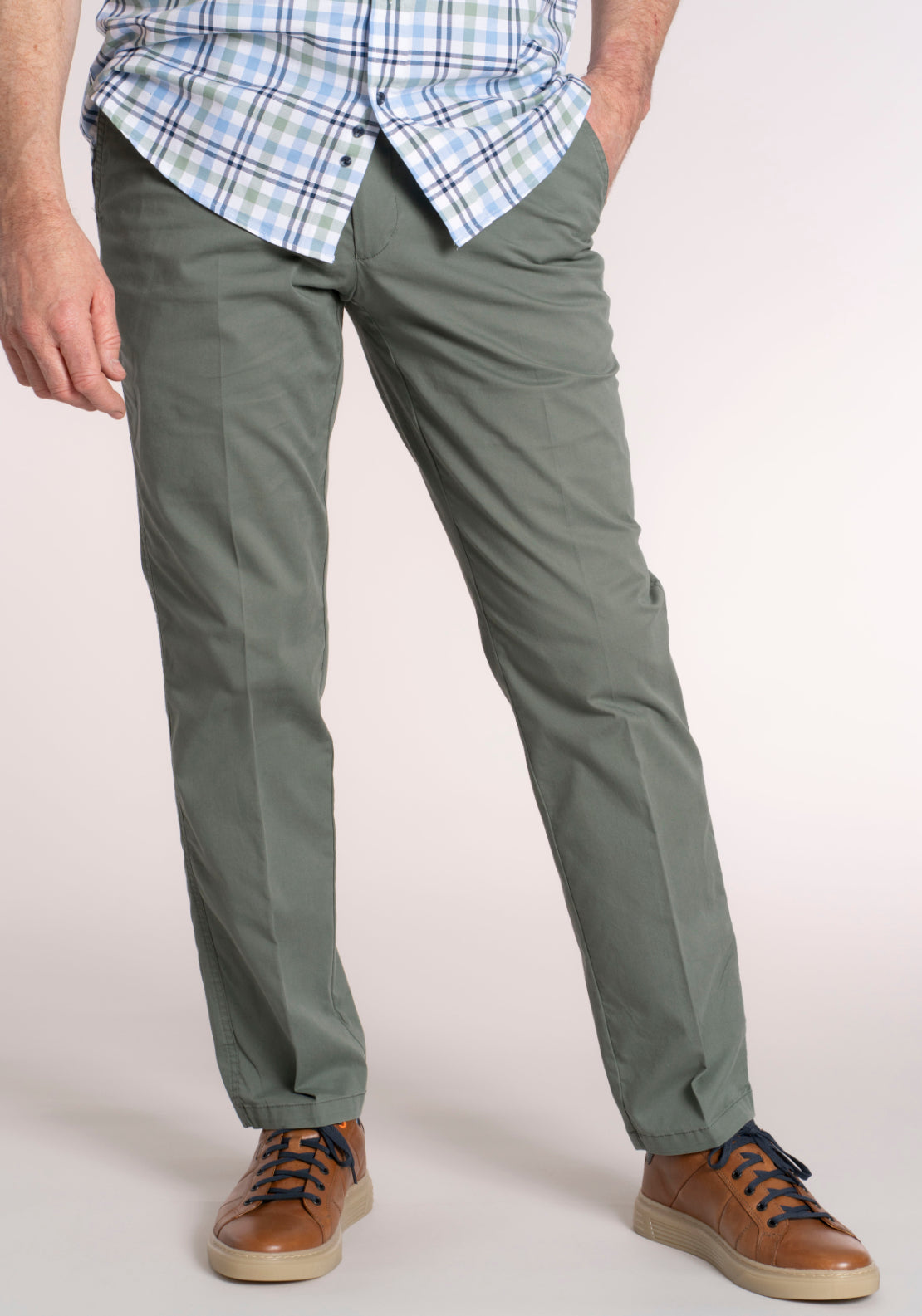 Gurteen Cotton Blend Lonford Chino - Green 5 Shaws Department Stores
