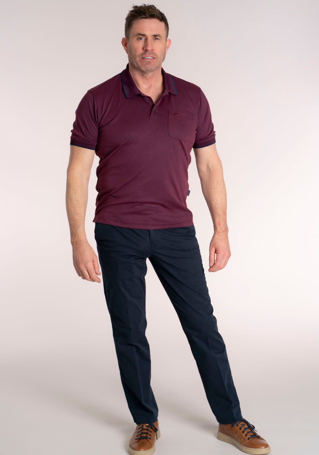 Gurteen Cotton Blend Lonford Chino - Navy 5 Shaws Department Stores
