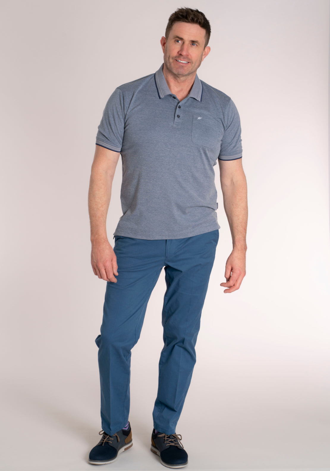 Gurteen Cotton Blend Lonford Chino - Blue 4 Shaws Department Stores