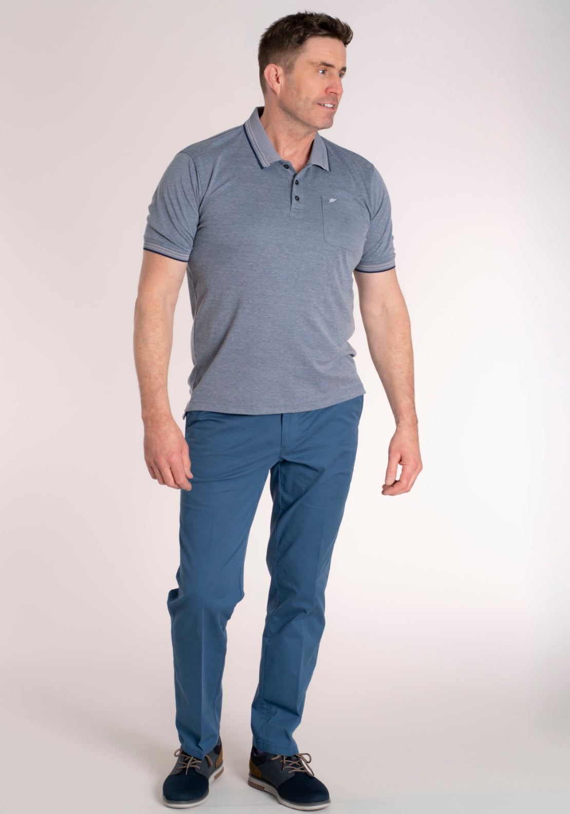 Gurteen Cotton Blend Lonford Chino - Blue 5 Shaws Department Stores