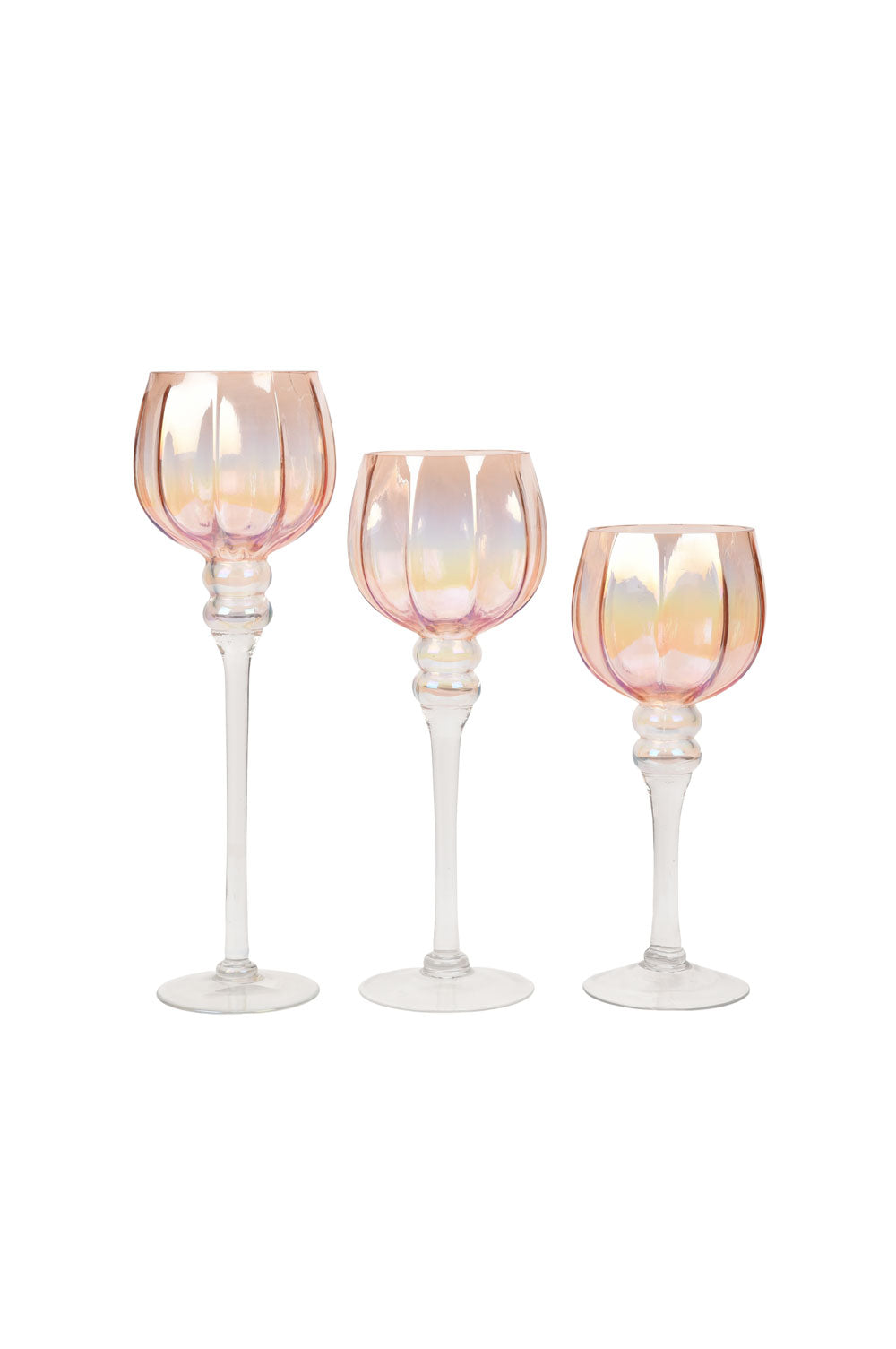 The Home Collection Hestia Set of 3 Iridescent Pink Goblets - Pink 1 Shaws Department Stores