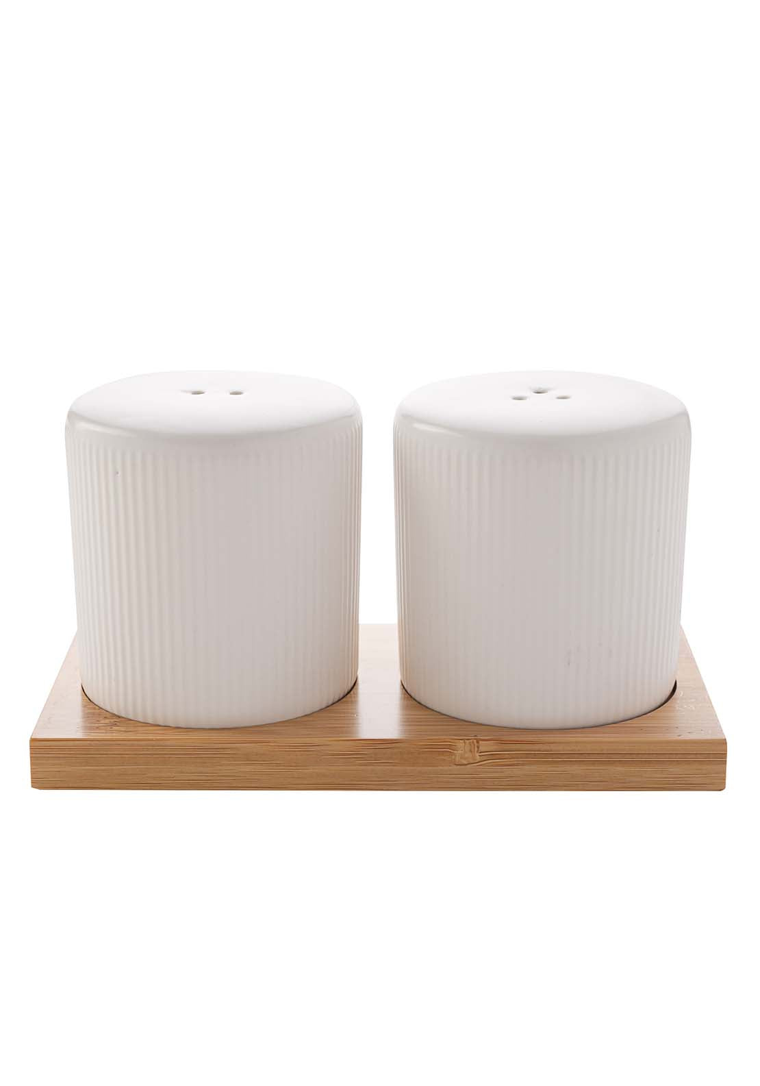 The Home Collection Ribbed Salt Pepper Set - White 3 Shaws Department Stores