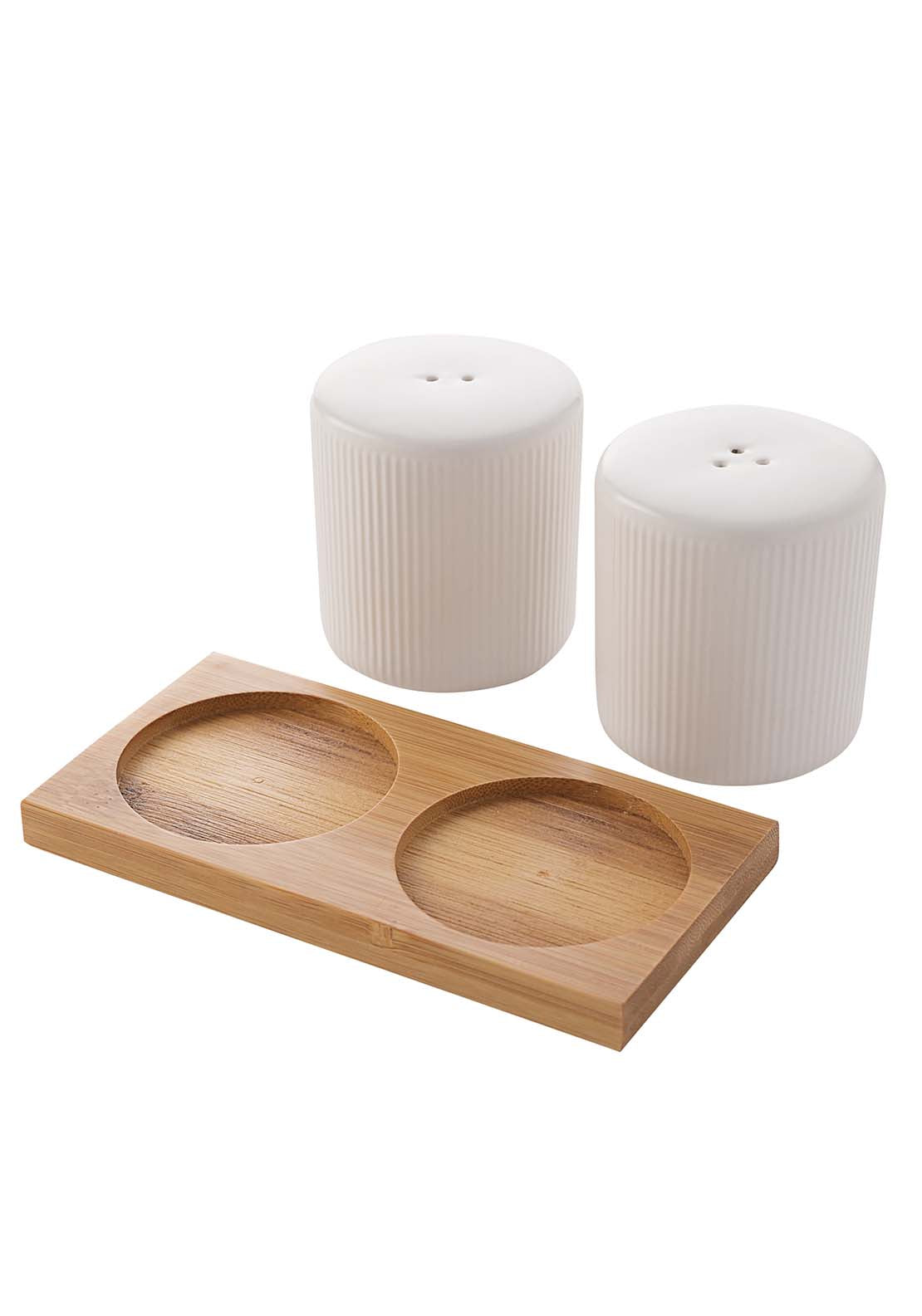 The Home Collection Ribbed Salt Pepper Set - White 2 Shaws Department Stores