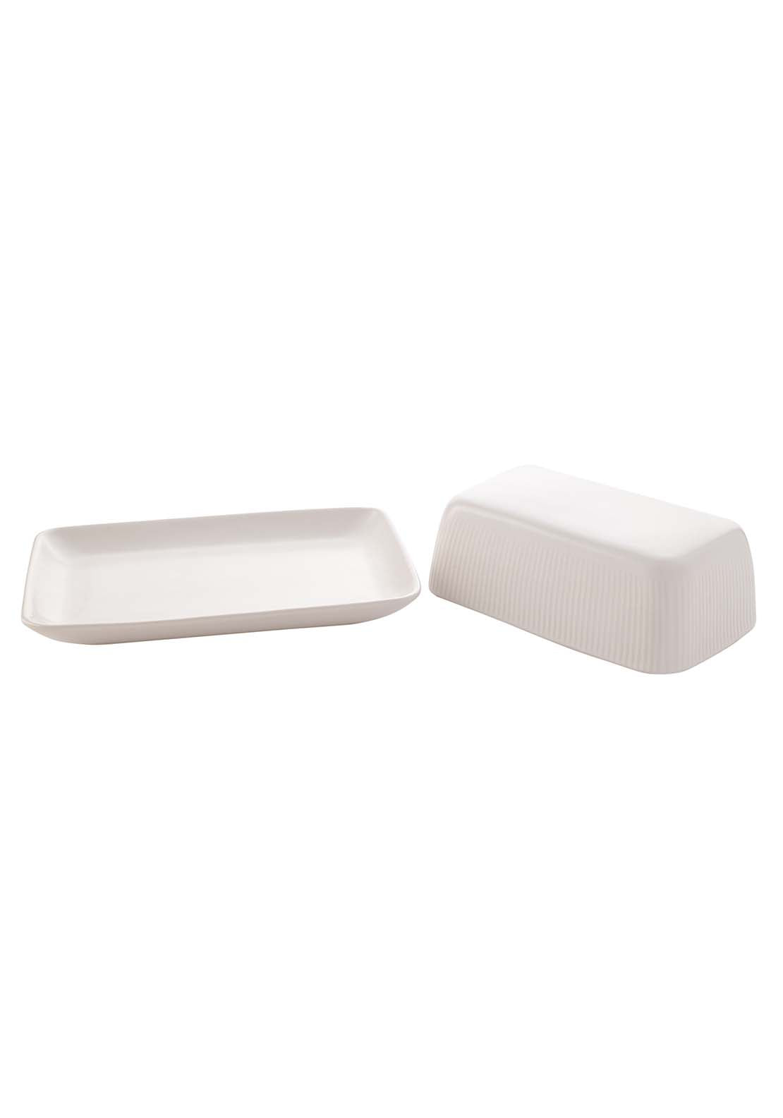 The Home Collection Ribbed Butter Dish - White 2 Shaws Department Stores