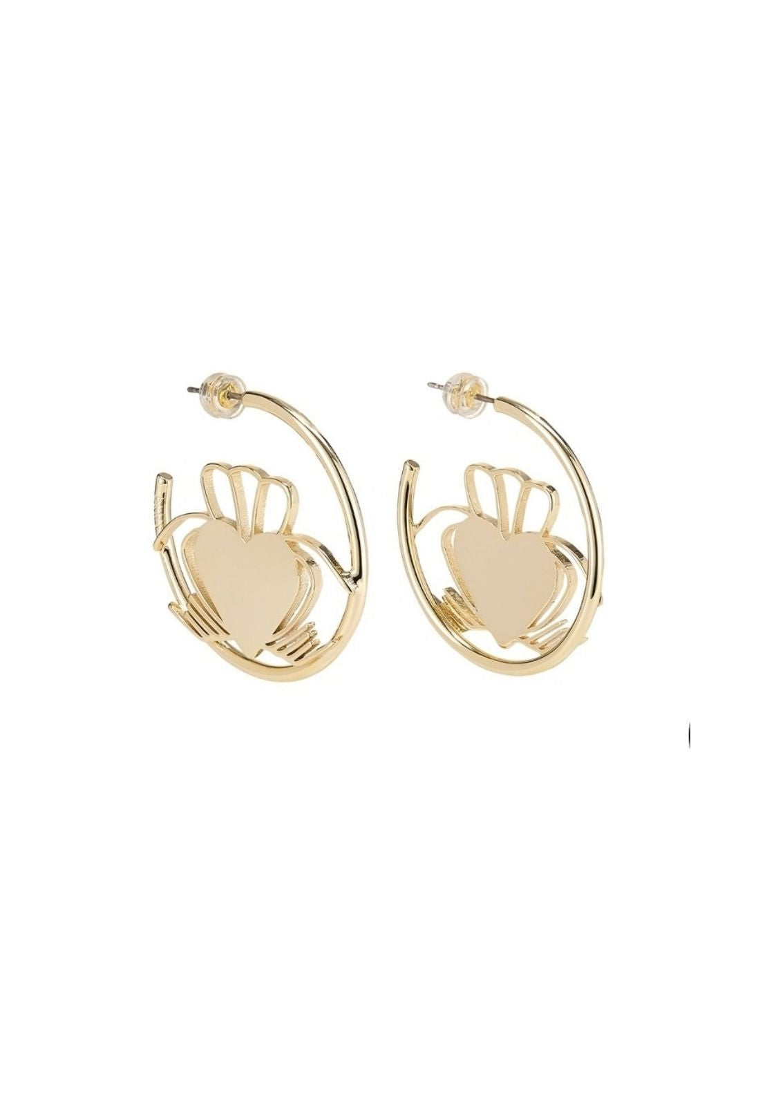 Don’t Kill My Vibe Heart Strong Claddagh Hoop Earrings - Gold 1 Shaws Department Stores