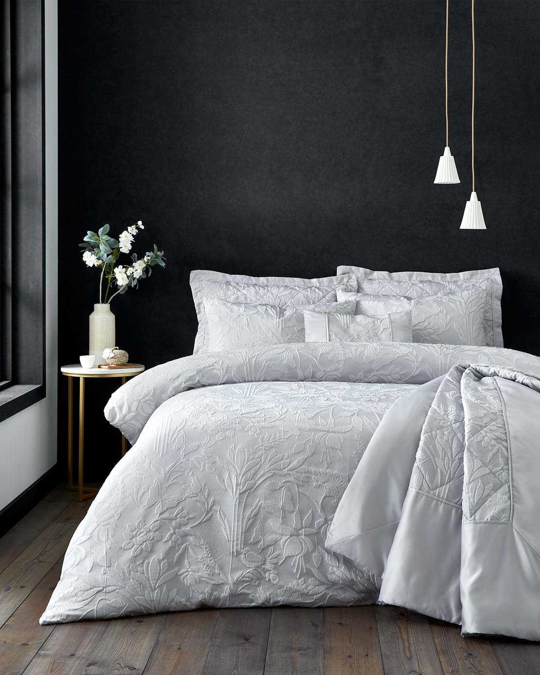 Heather &amp; Ferne Haworth Bedspread Set - Silver 2 Shaws Department Stores