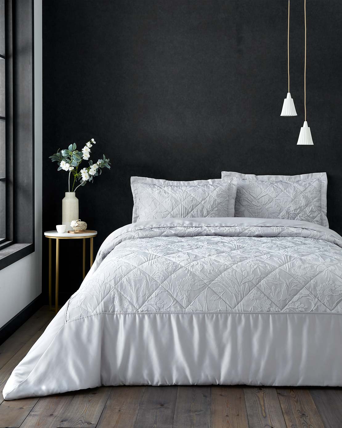 Heather &amp; Ferne Haworth Bedspread Set - Silver 1 Shaws Department Stores
