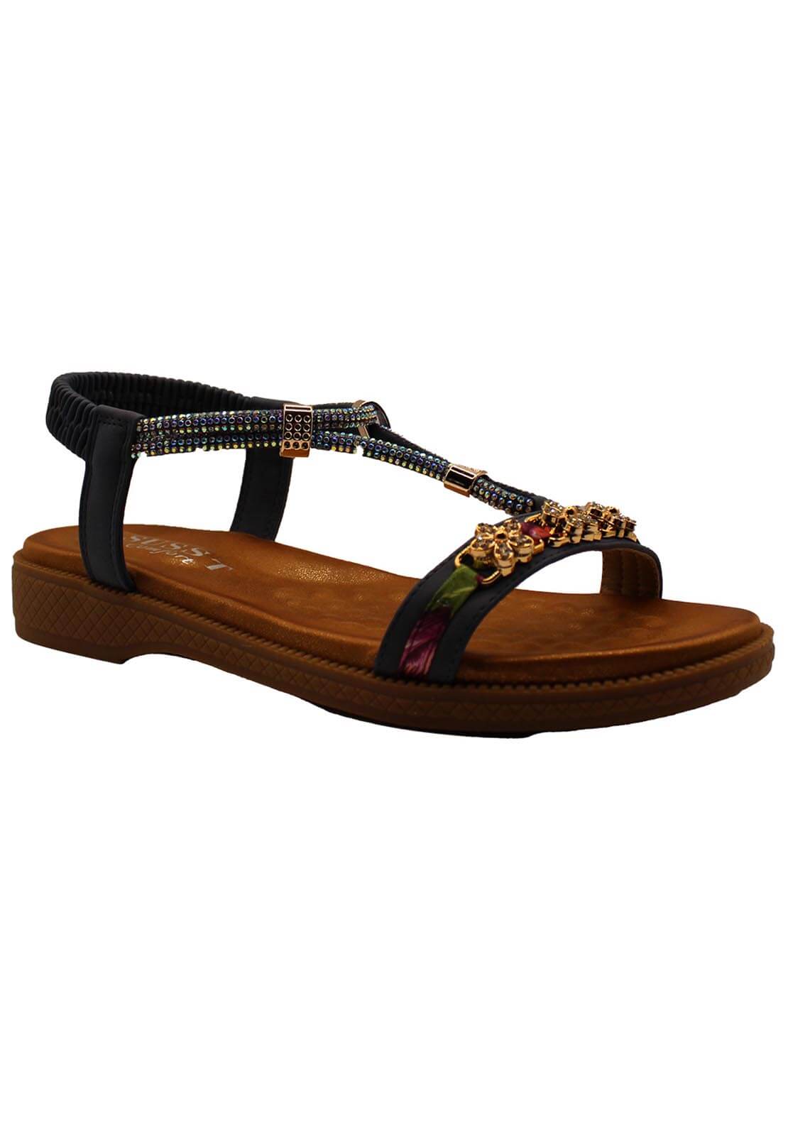 Susst Elastic Strap Comfortable Sandal - Navy 1 Shaws Department Stores