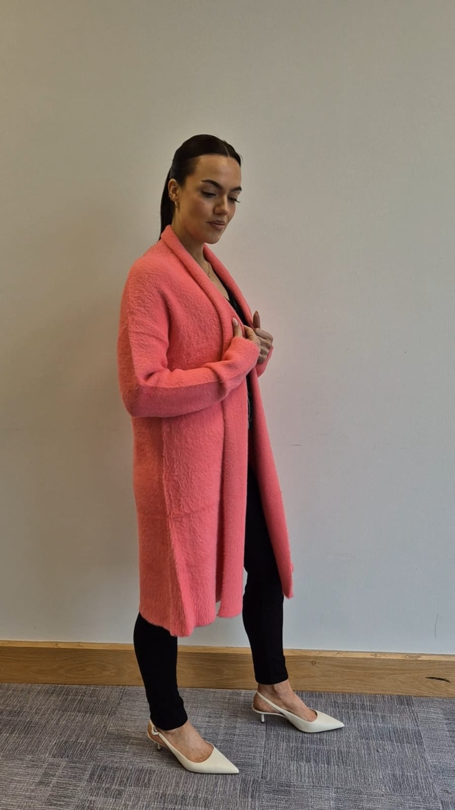 Naoise Feather Yarn Cardigan - Pink 2 Shaws Department Stores