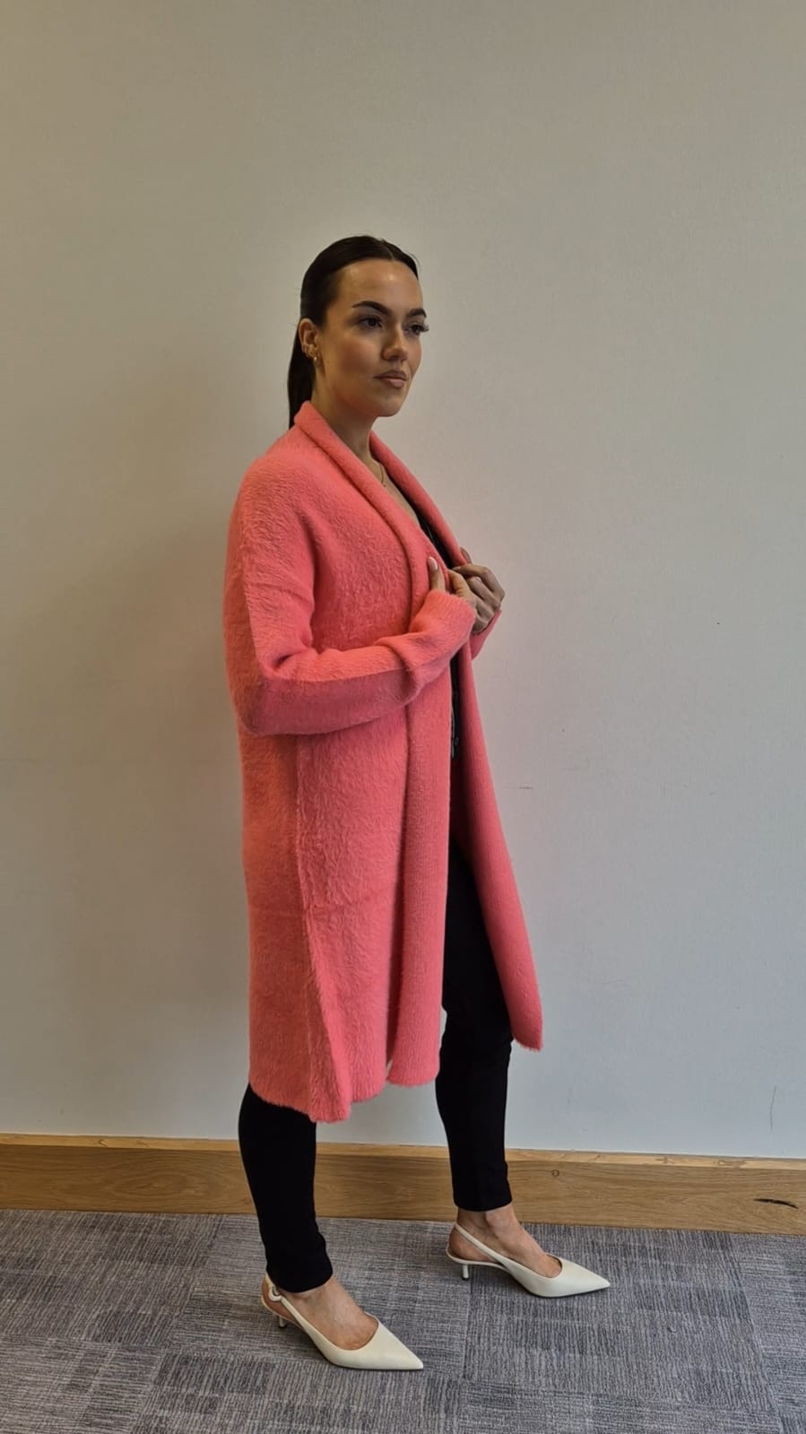 Naoise Feather Yarn Cardigan - Pink 1 Shaws Department Stores