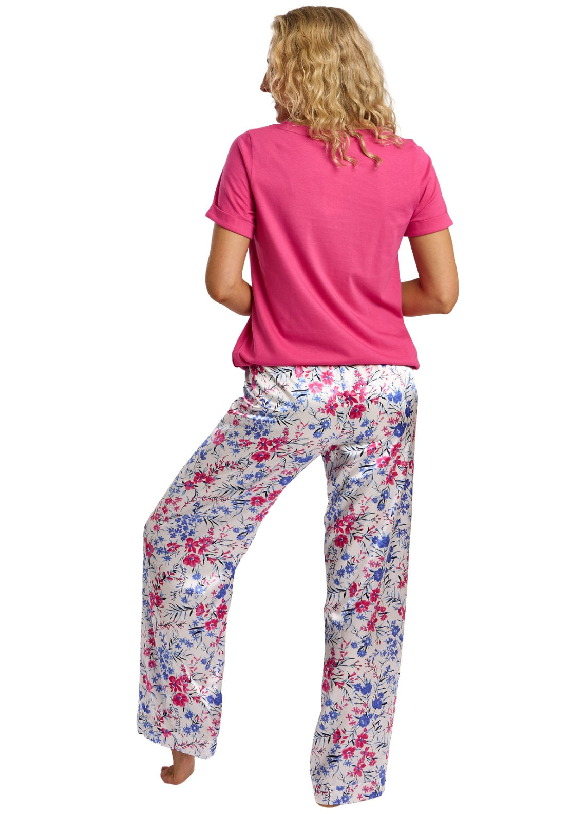 Indigo Sky Vibrant Floral Print Pyjama Set - Cerise 2 Shaws Department Stores