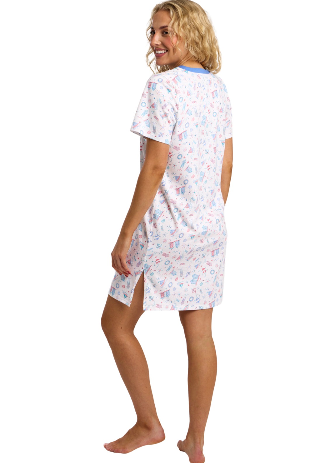 100% Cotton Plain Nightdress - Blue