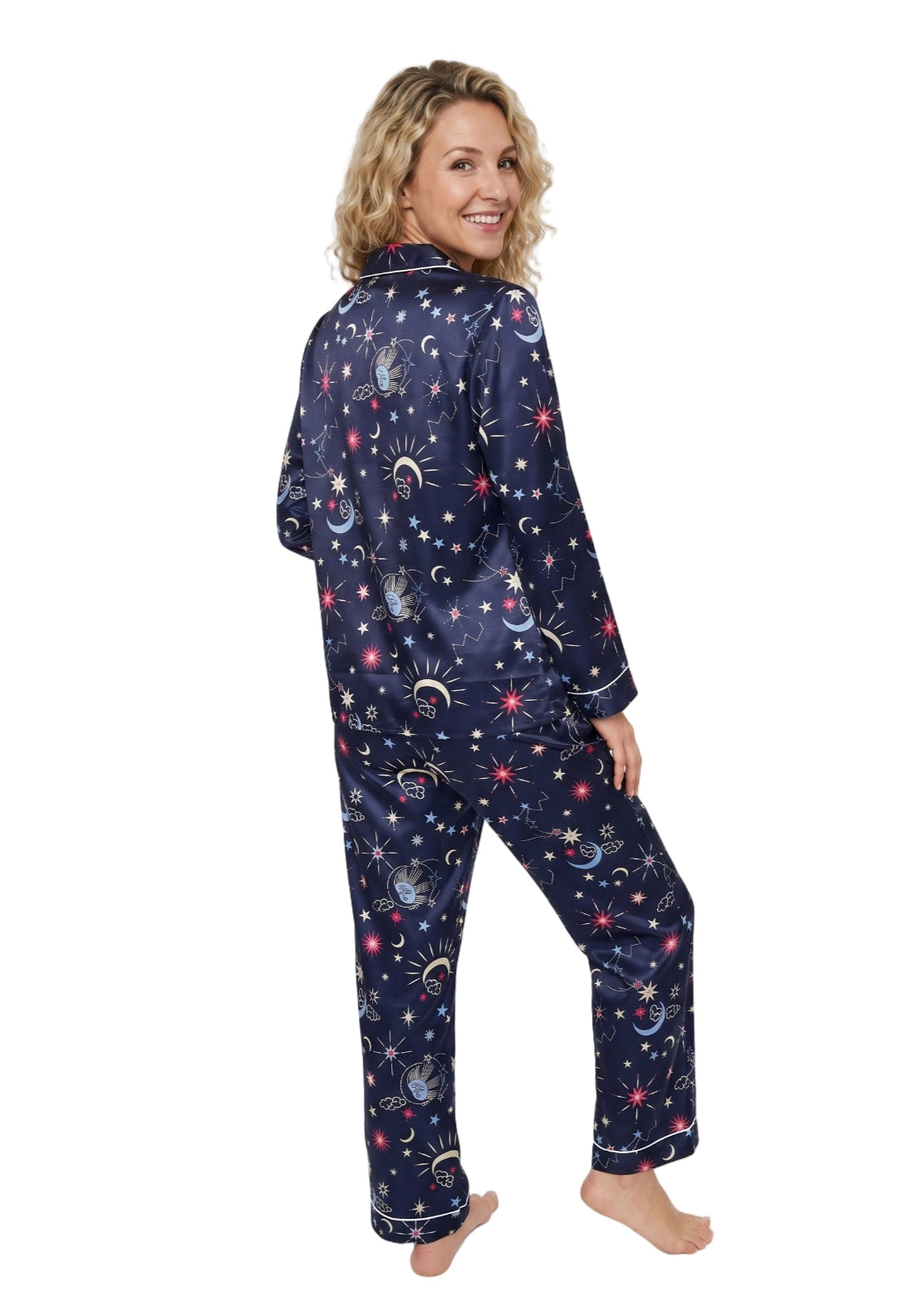 Moon Satin Pyjama Set - Blue
