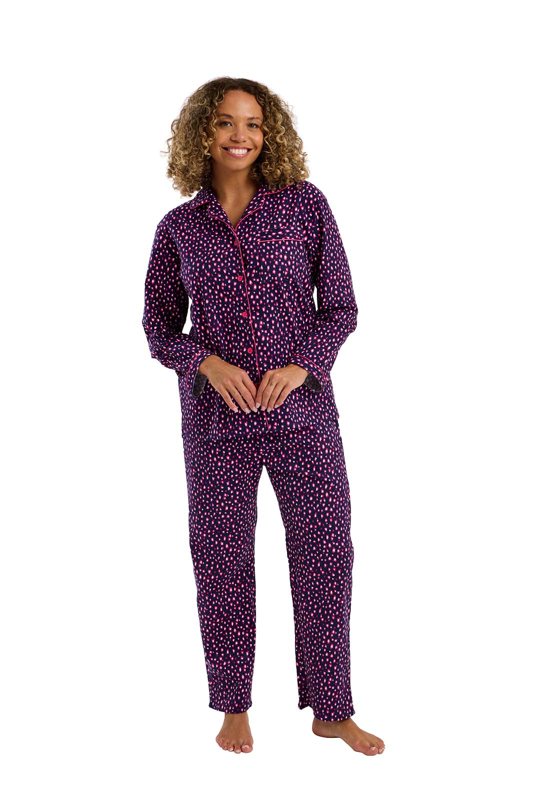 Indigo Sky Bright Animal Wincey Pyjama - Blue 1 Shaws Department Stores