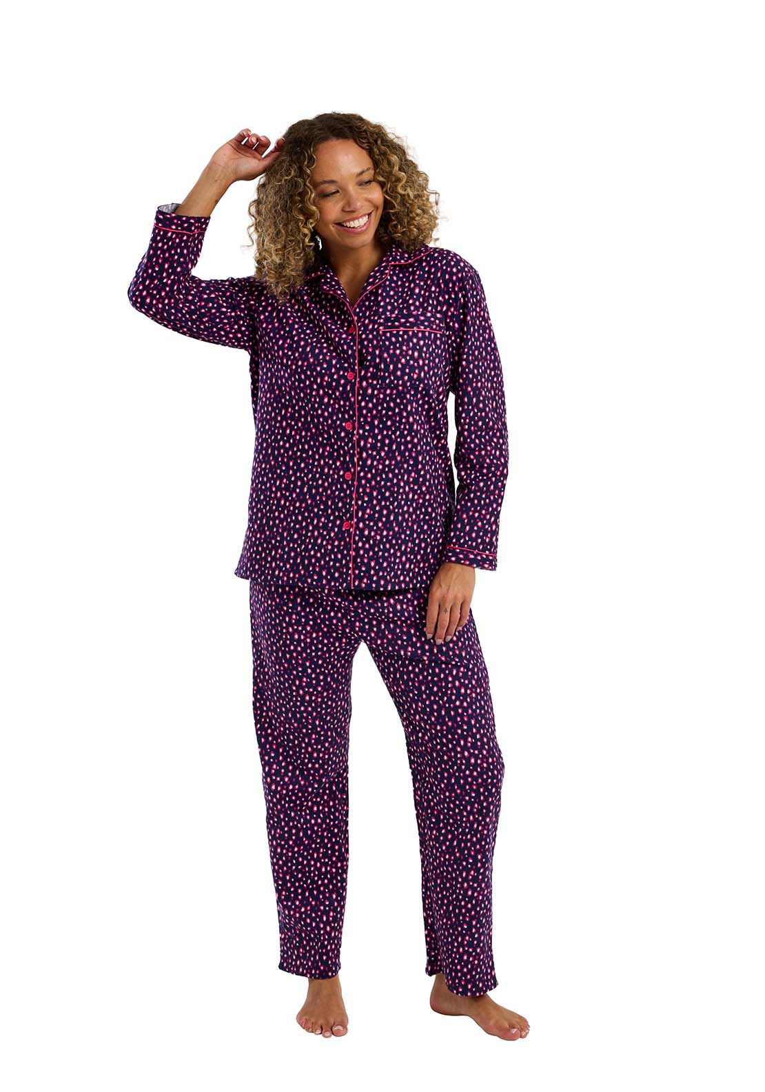 Indigo Sky Bright Animal Wincey Pyjama - Blue 2 Shaws Department Stores