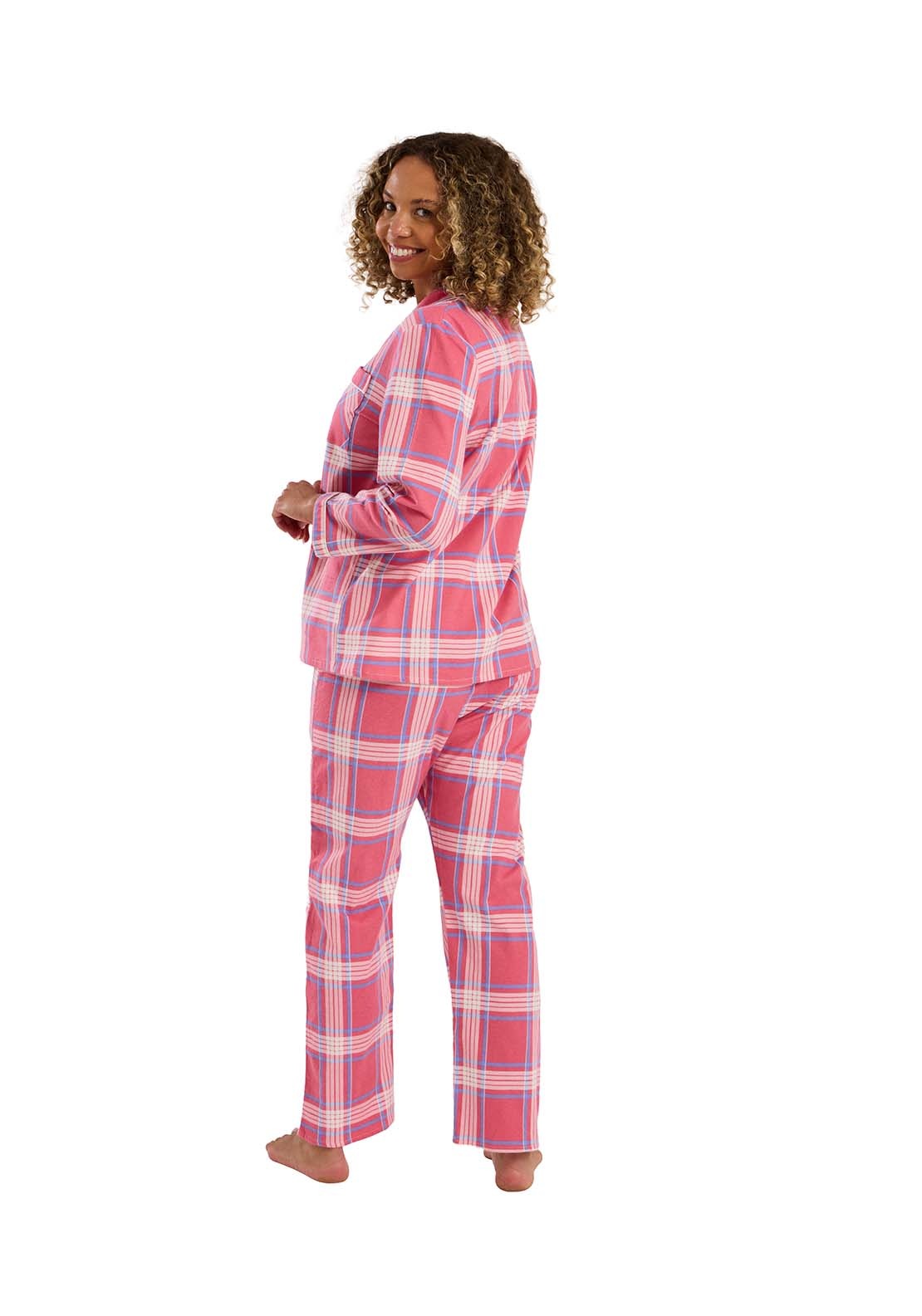 Indigo Sky Check Wincey Pyjama - Pink 2 Shaws Department Stores
