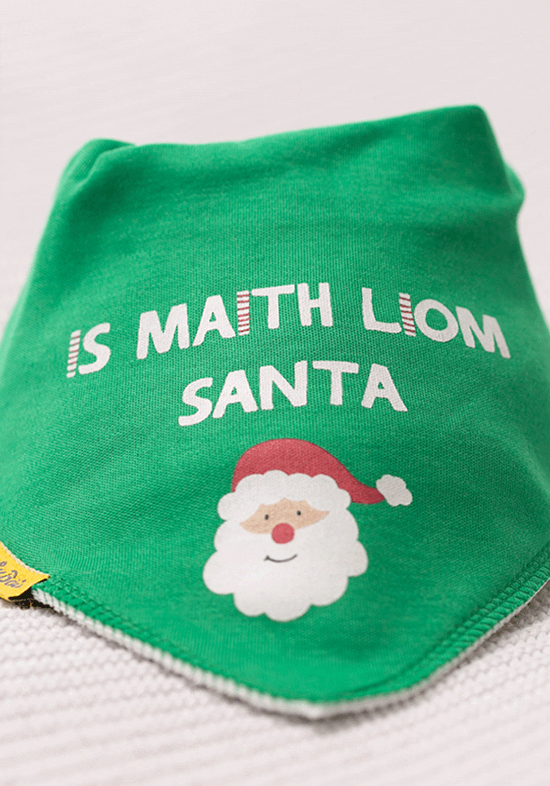 Babyboo Is Maith Liom Santa Organic Cotton DribbleBoo Bandana Bib - Green 2 Shaws Department Stores