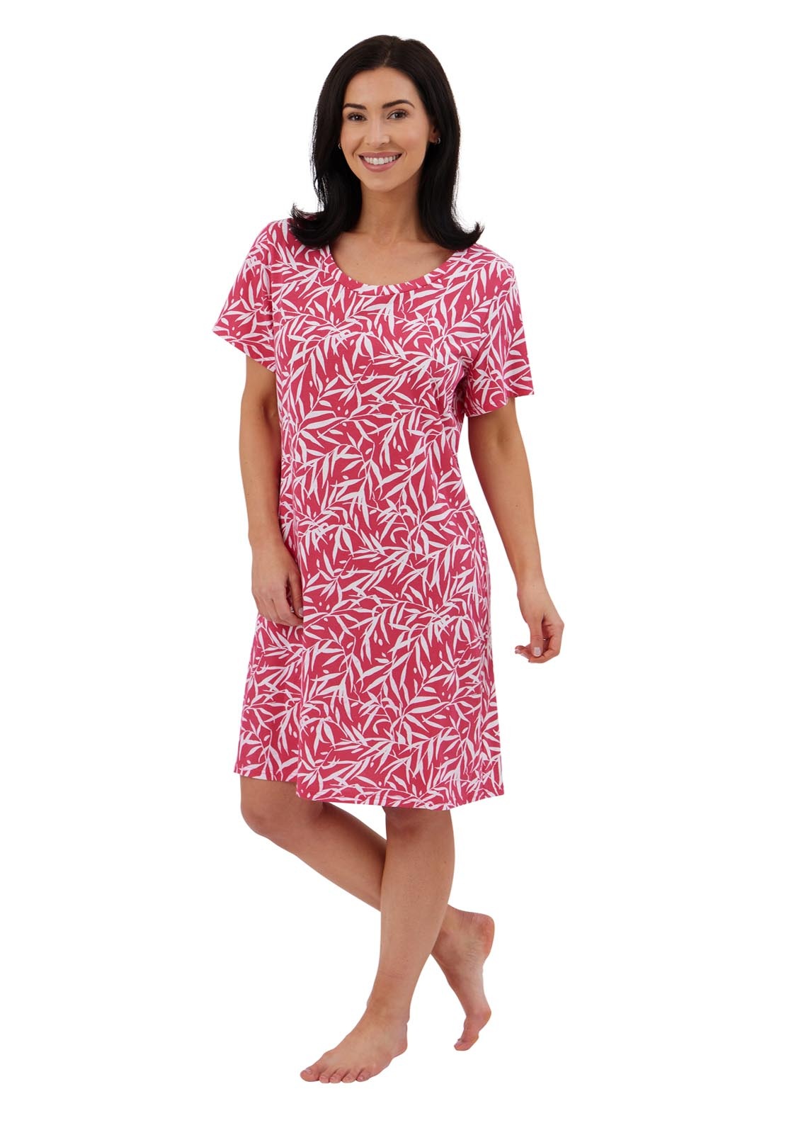 Indigo Sky Bamboo Print Nightdress - Pink 2 Shaws Department Stores