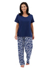 Bamboo Print Pj Set - Navy