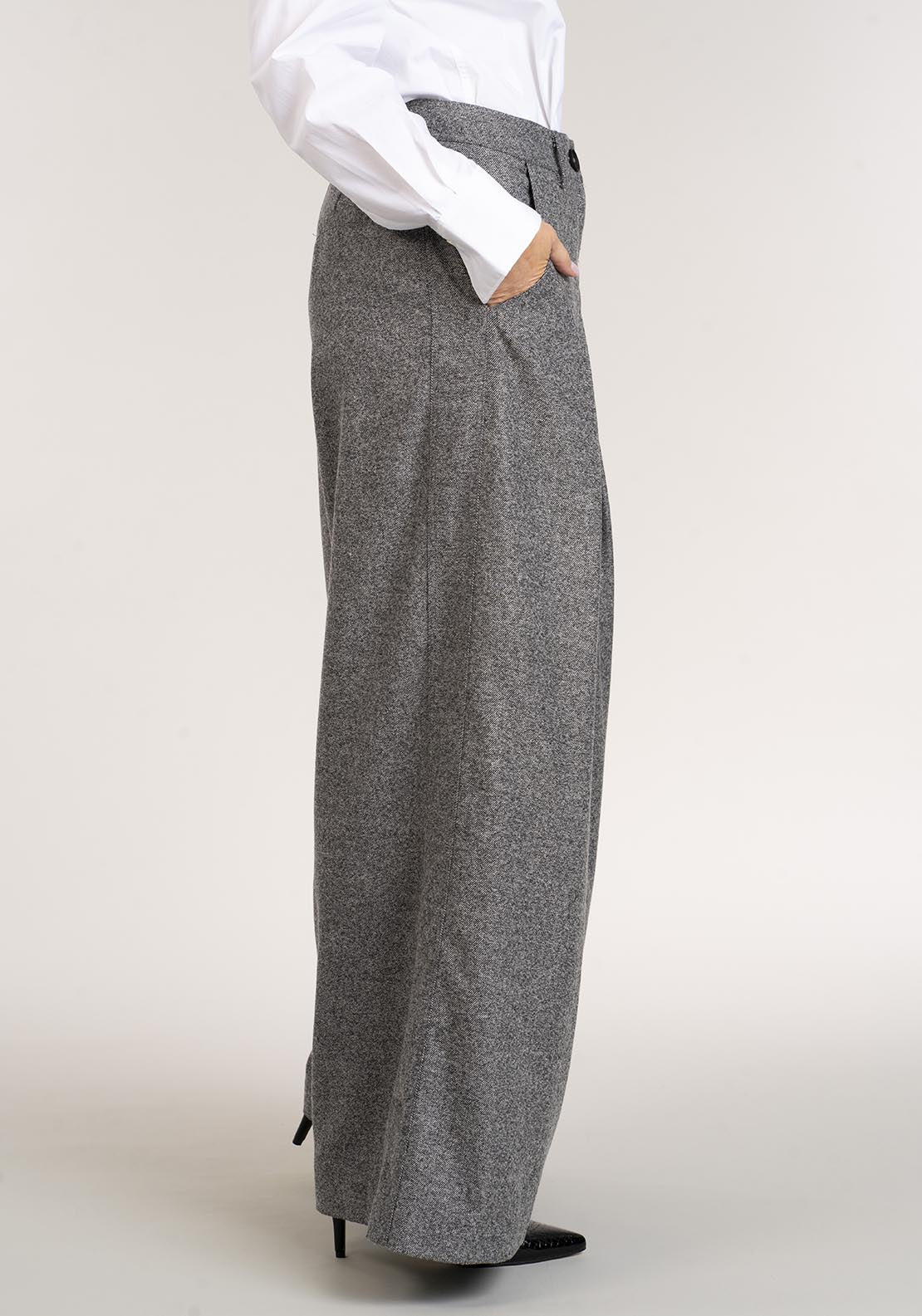 Naoise Wide Leg Pleat Grey Pant - Grey 5 Shaws Department Stores