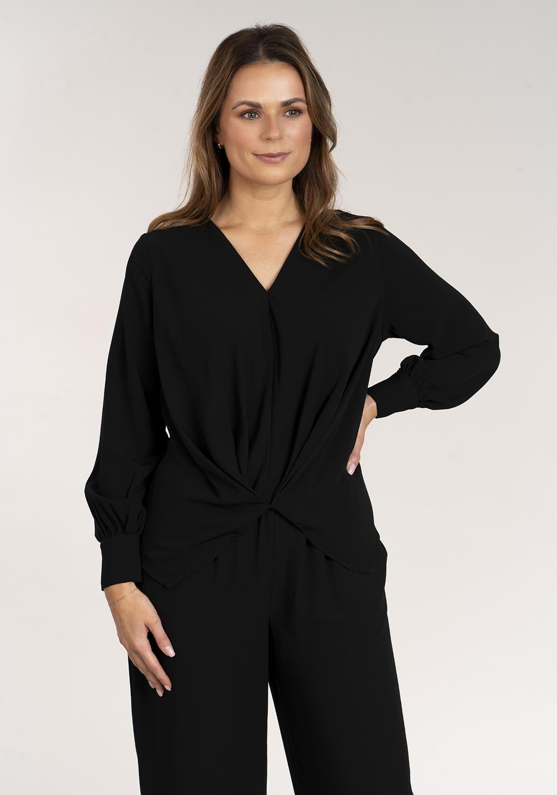 Naoise Long Sleeve Wrap Shirt - Black 2 Shaws Department Stores