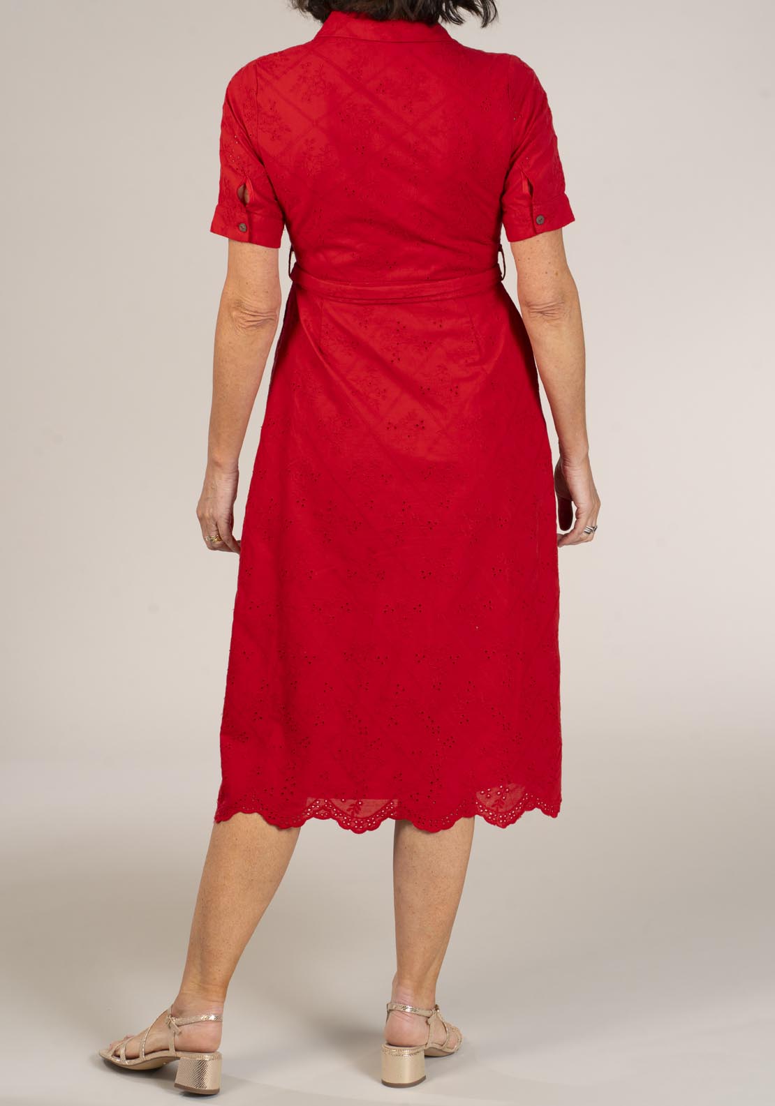 Naoise Emb Anglaise Dress - Red 4 Shaws Department Stores