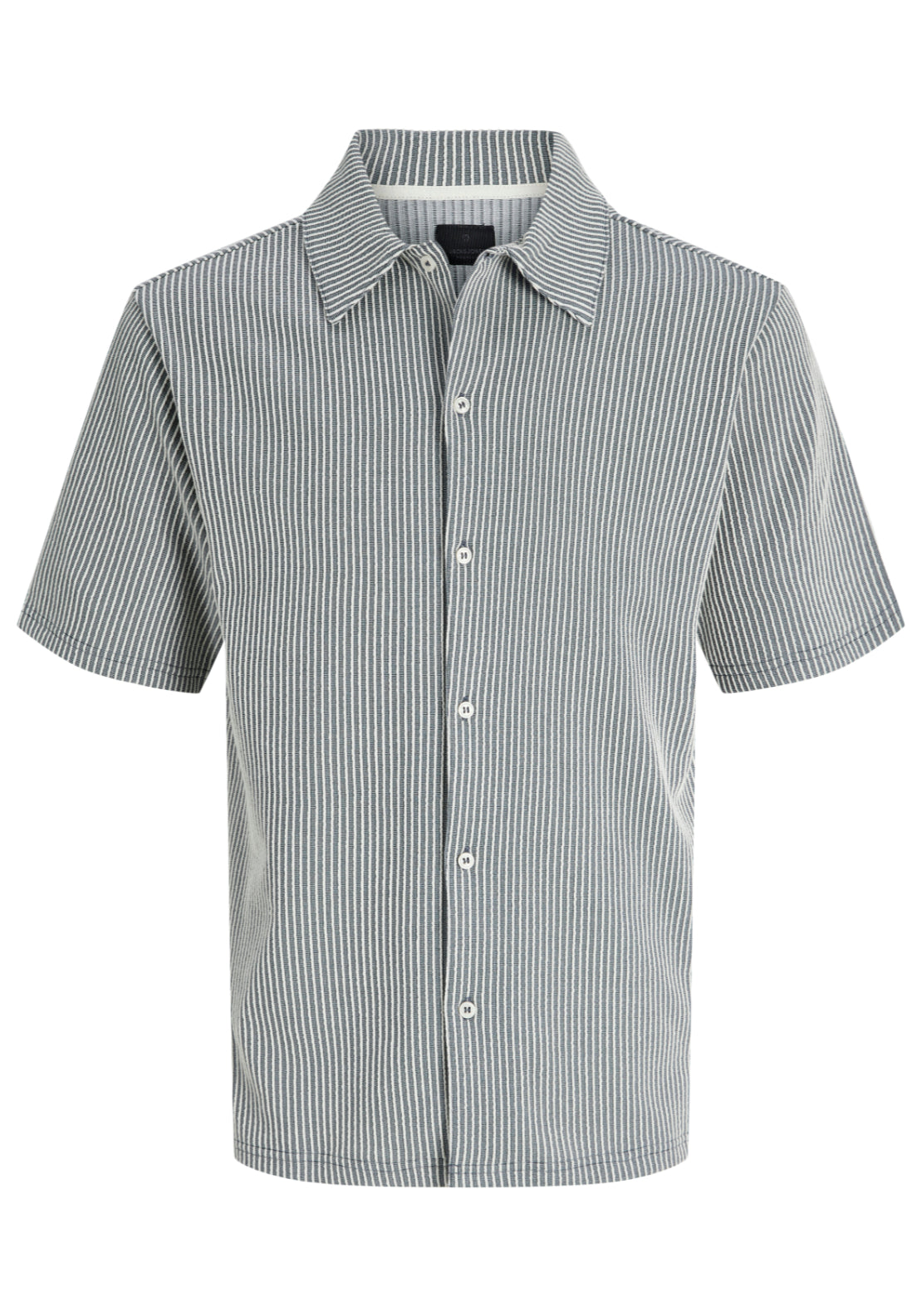 Jack &amp; Jones Short Sleeve Stripe Shirt - Blue 7 Shaws Department Stores