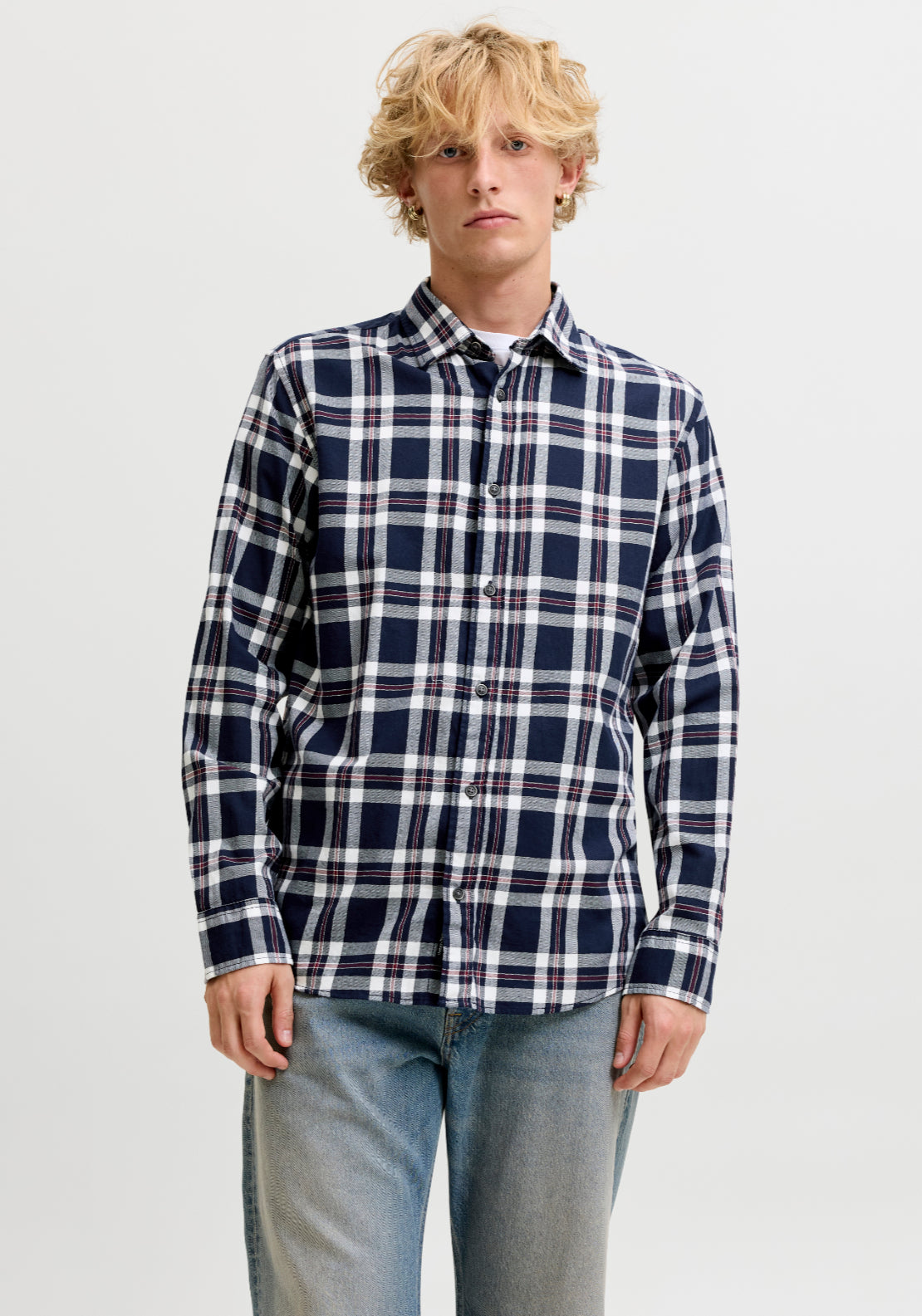 Jack &amp; Jones Dover Check Shirt - Blue 1 Shaws Department Stores