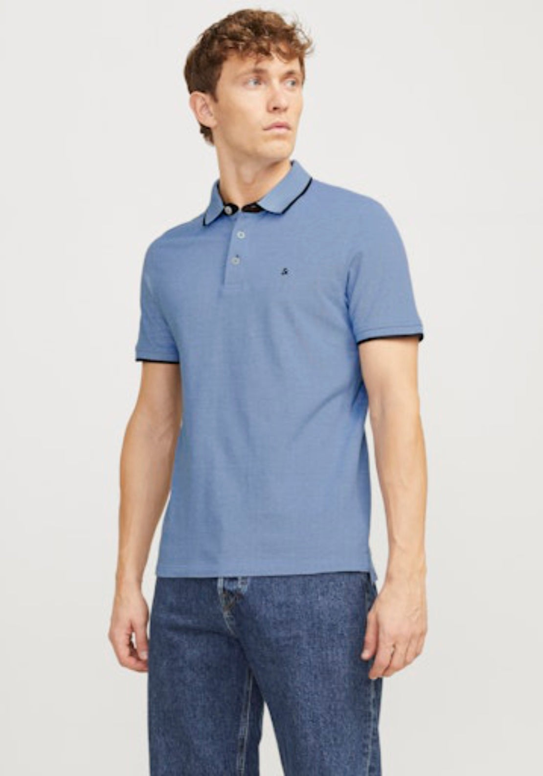 Jack &amp; Jones Short Sleeve Plain Polo Shirt - Bright Cobalt 1 Shaws Department Stores