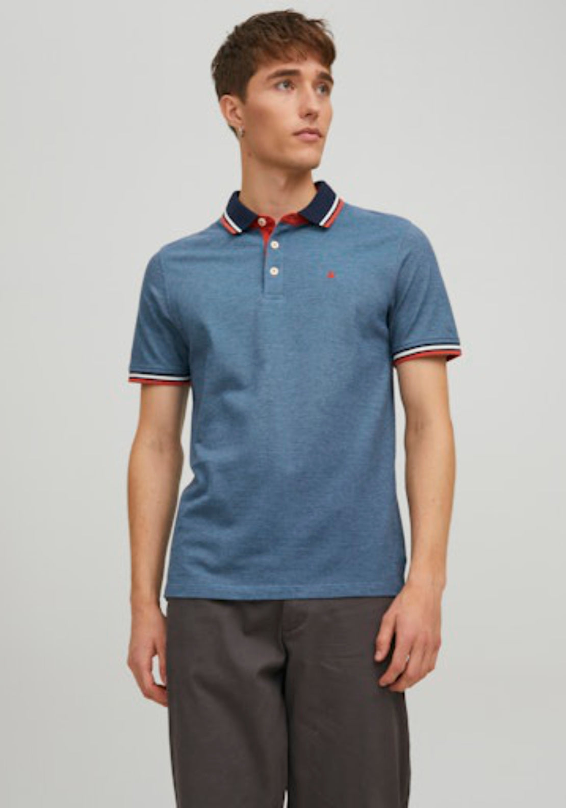 Jack &amp; Jones Essential Short Sleeve Polo Shirt - Blue 1 Shaws Department Stores