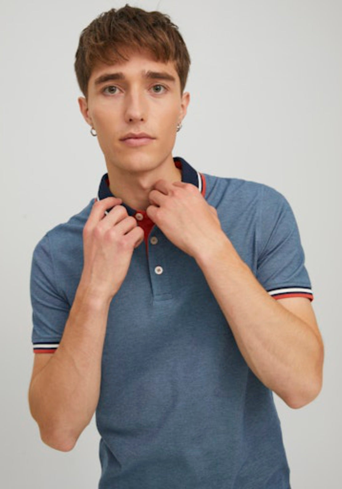 Jack &amp; Jones Essential Short Sleeve Polo Shirt - Blue 3 Shaws Department Stores