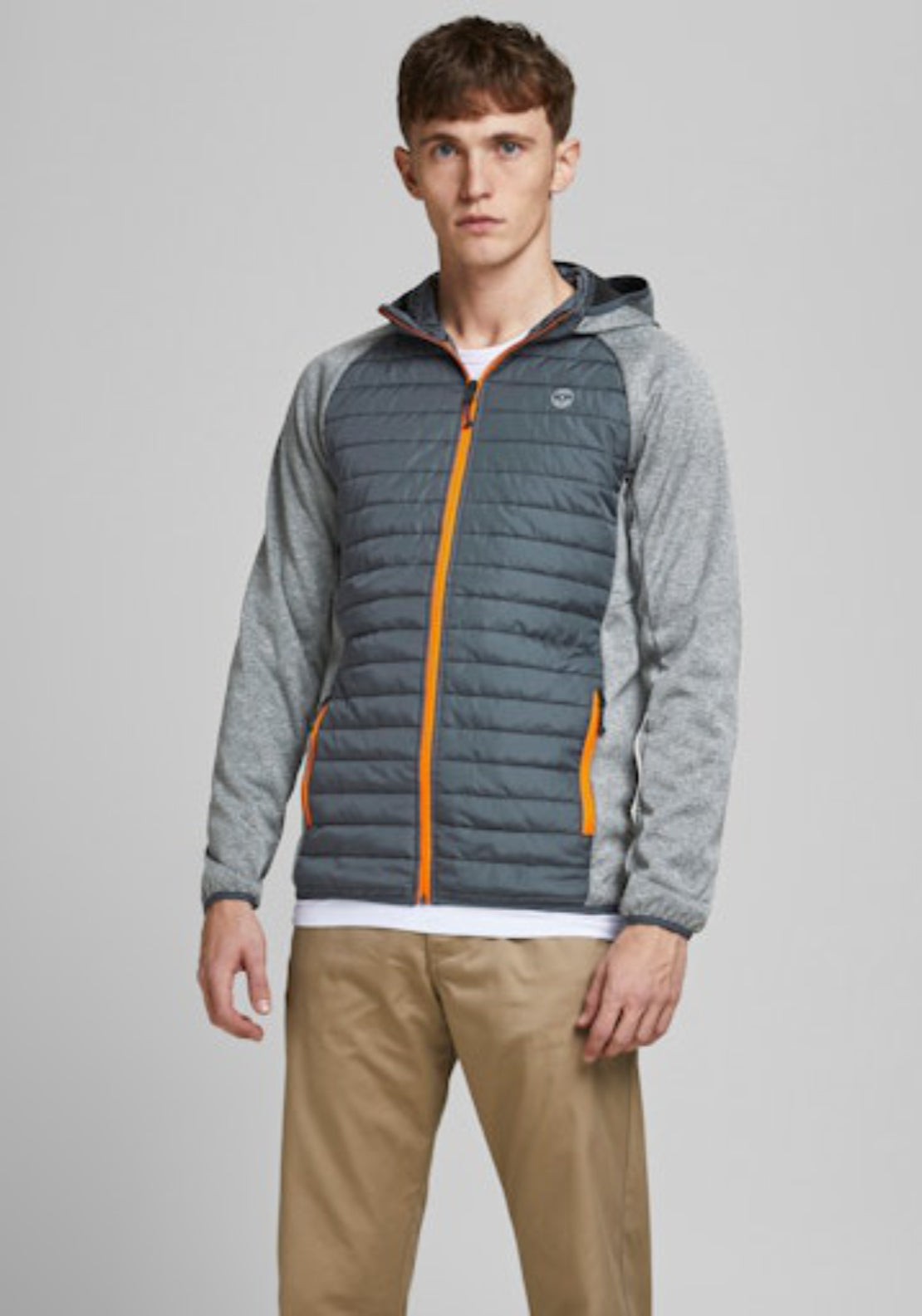 Jack &amp; Jones Hybrid Jacket - Grey 1 Shaws Department Stores