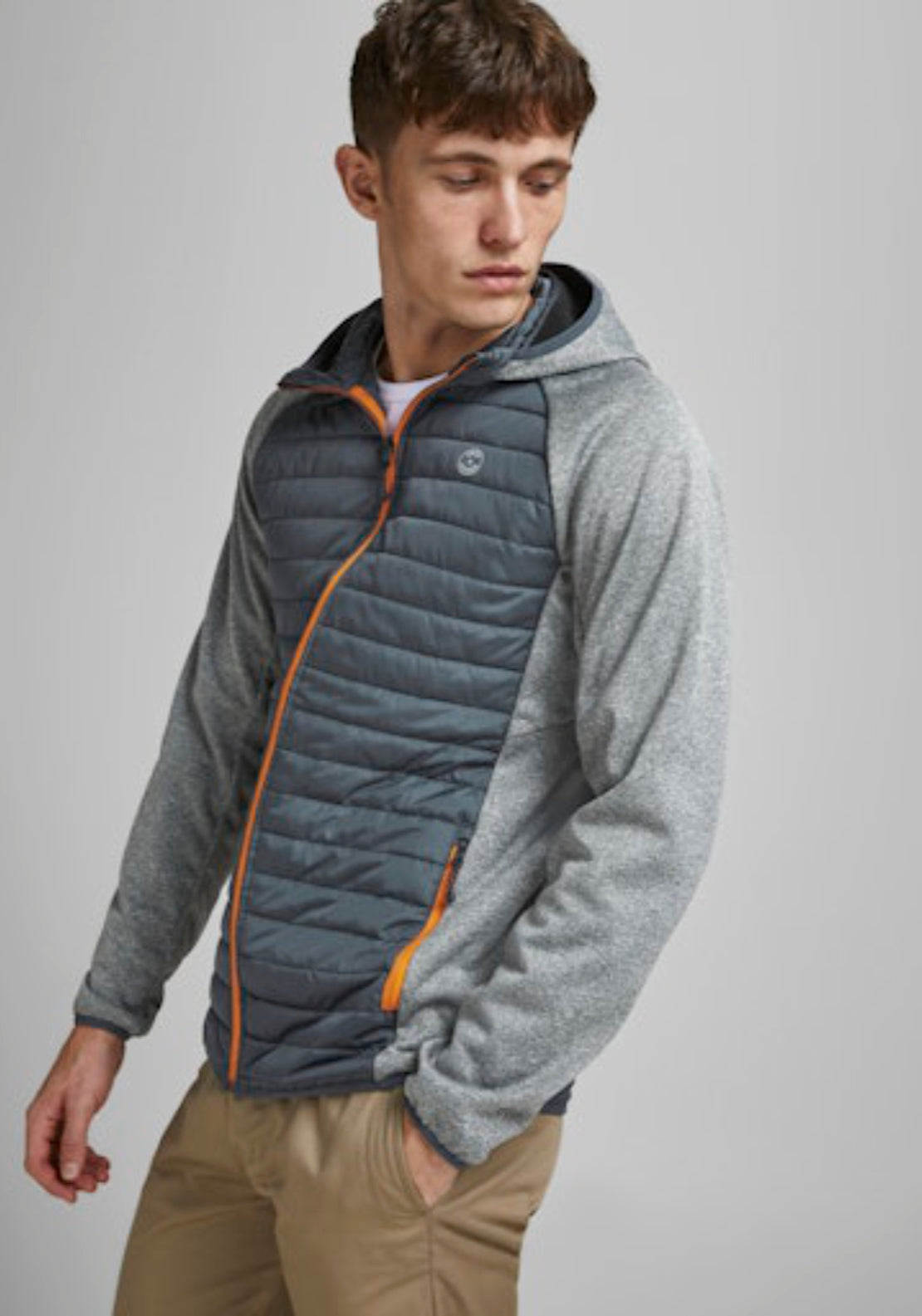 Jack &amp; Jones Hybrid Jacket - Grey 3 Shaws Department Stores
