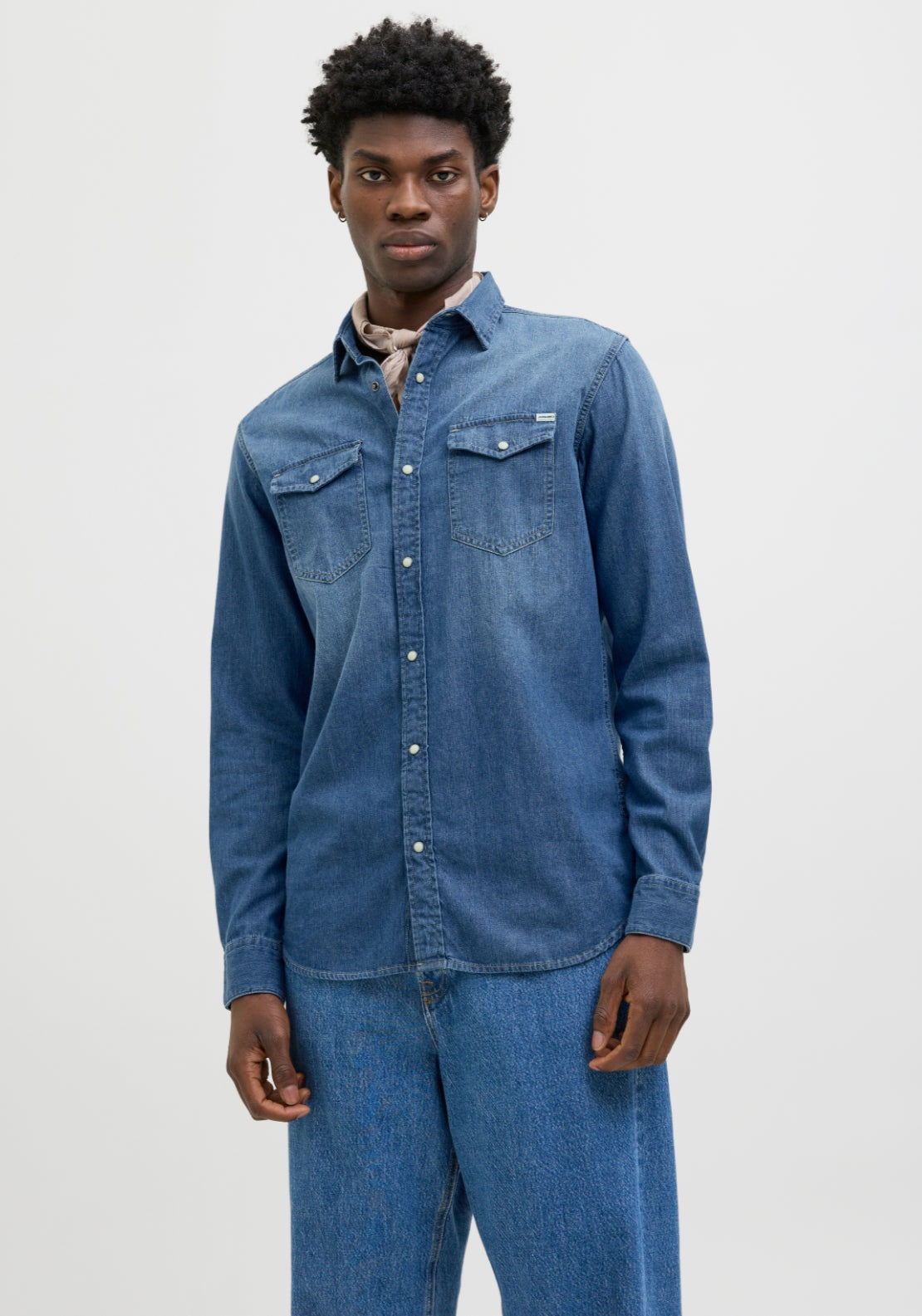 Jack &amp; Jones Denim Shirt - Blue 1 Shaws Department Stores