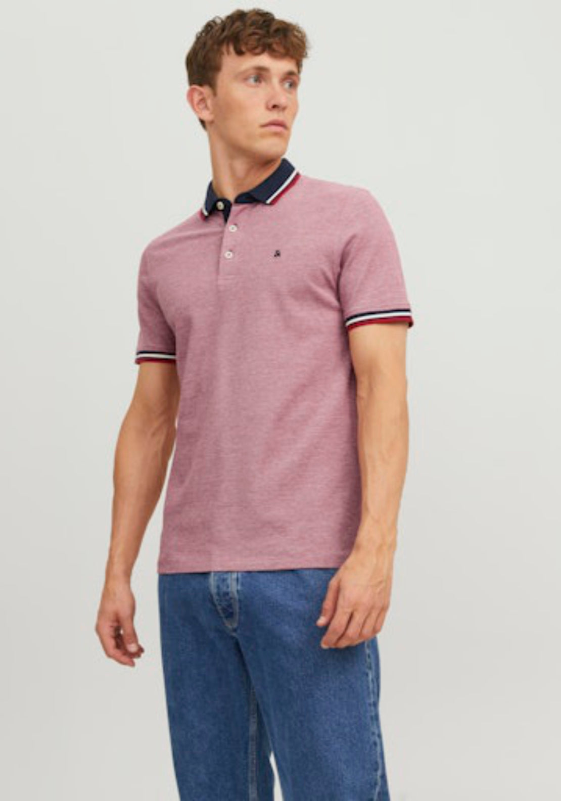 Jack &amp; Jones Essential Short Sleeve Polo Shirt - Red 1 Shaws Department Stores