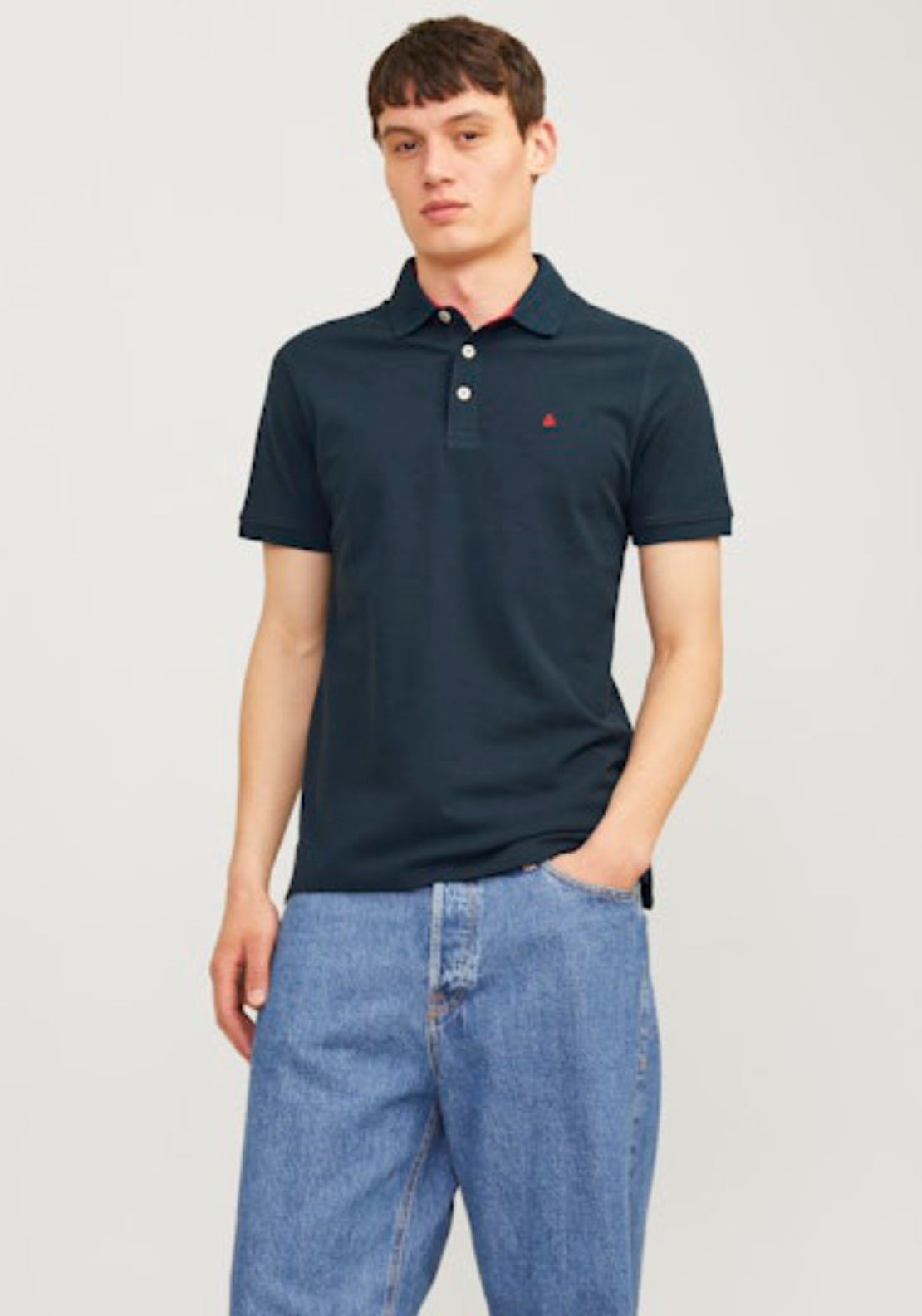 Jack &amp; Jones Essential Short Sleeve Polo Shirt - Blue 1 Shaws Department Stores