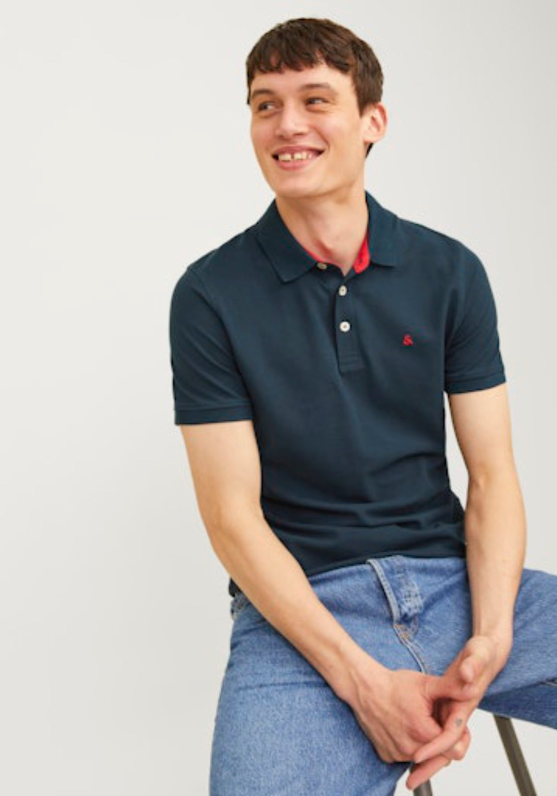 Jack &amp; Jones Essential Short Sleeve Polo Shirt - Blue 4 Shaws Department Stores