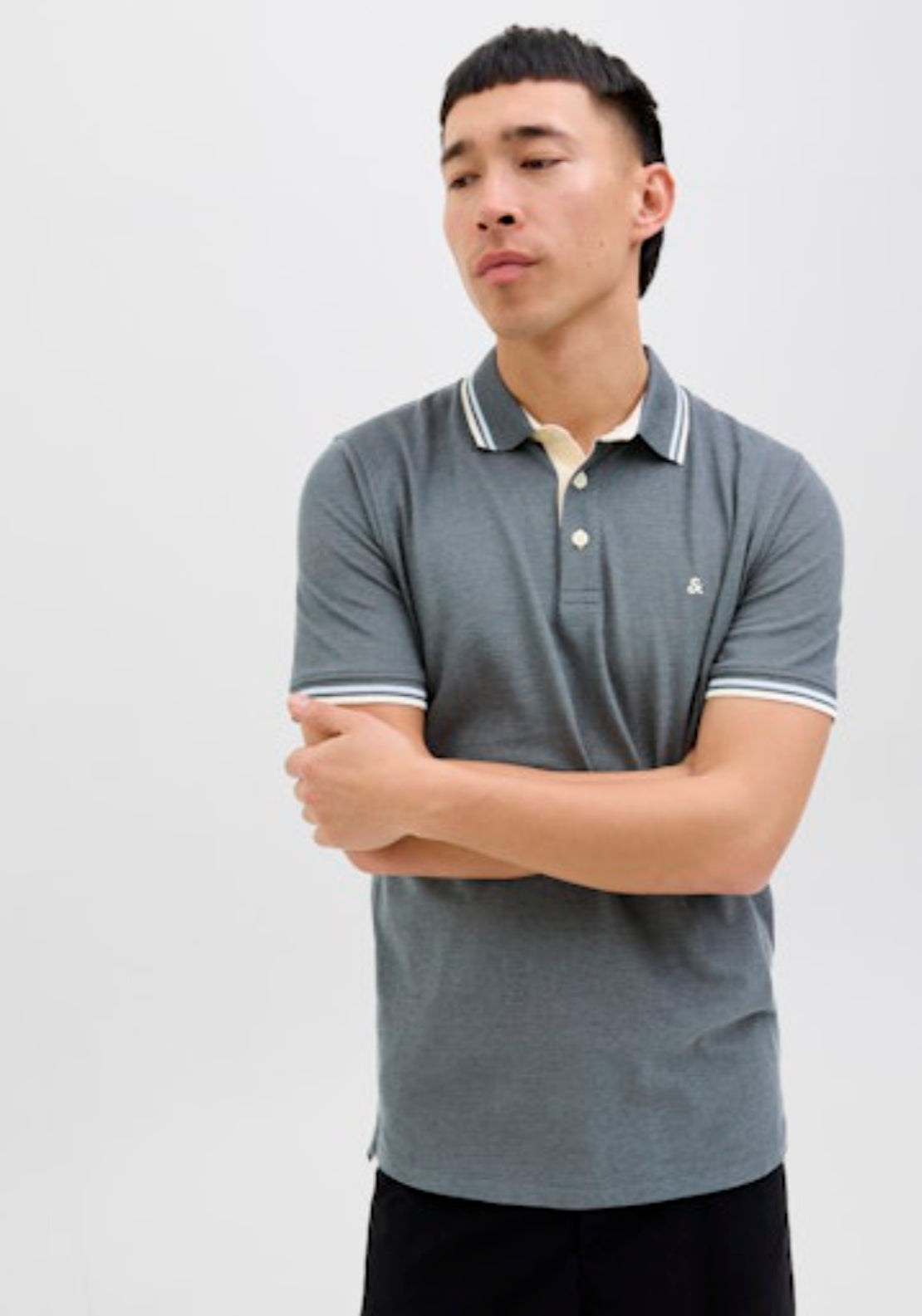 Jack &amp; Jones Essential Short Sleeve Polo Shirt - Grey 3 Shaws Department Stores