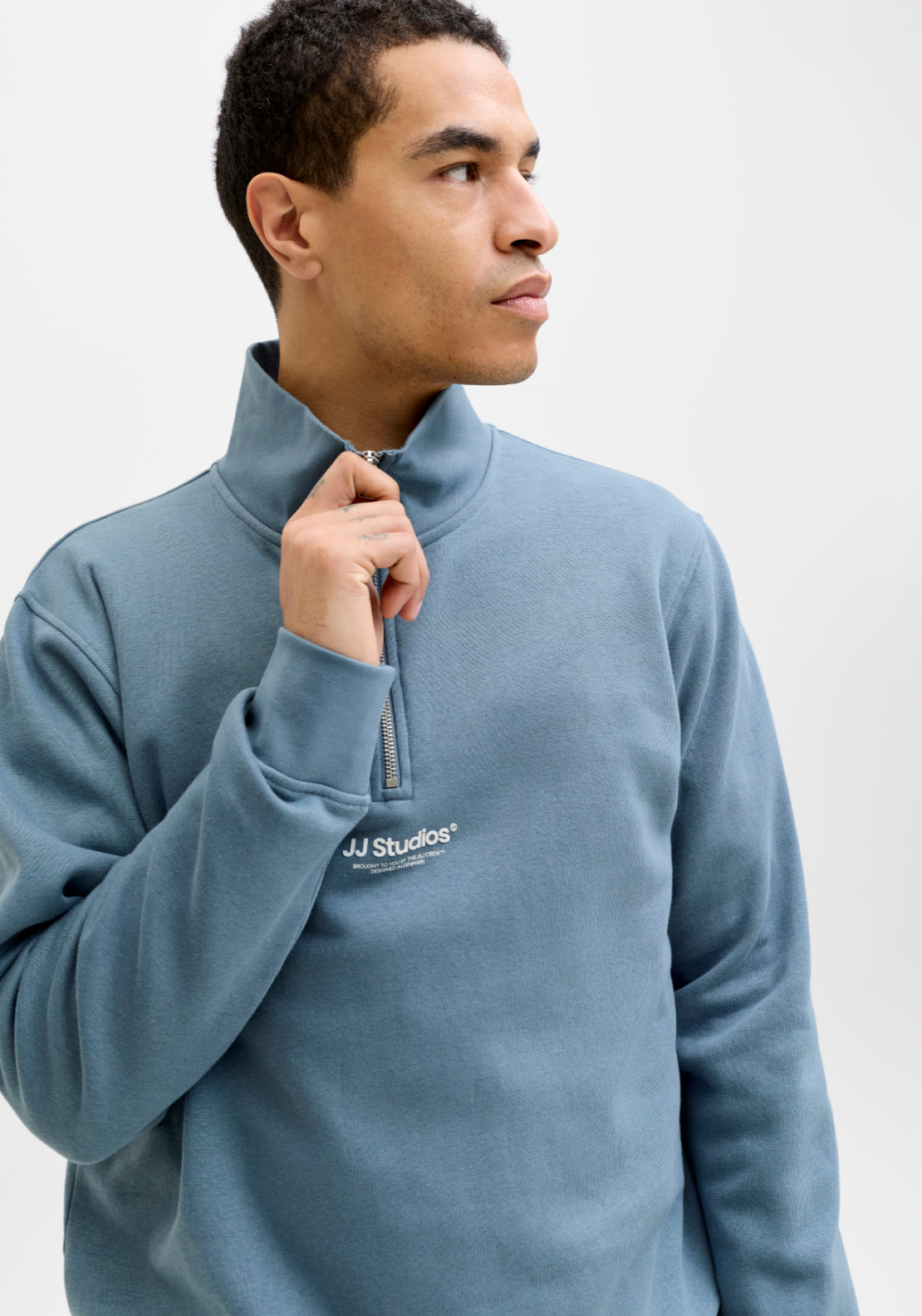 Jack &amp; Jones Printed Half Zip Sweatshirt - Blue 3 Shaws Department Stores