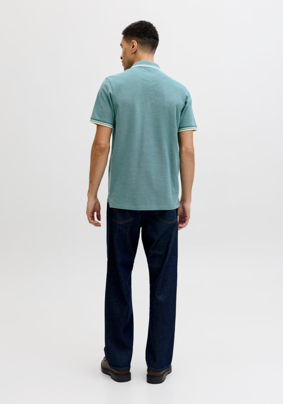 Jack &amp; Jones Short Sleeve Plain Polo Shirt - Atlantic Deep 2 Shaws Department Stores