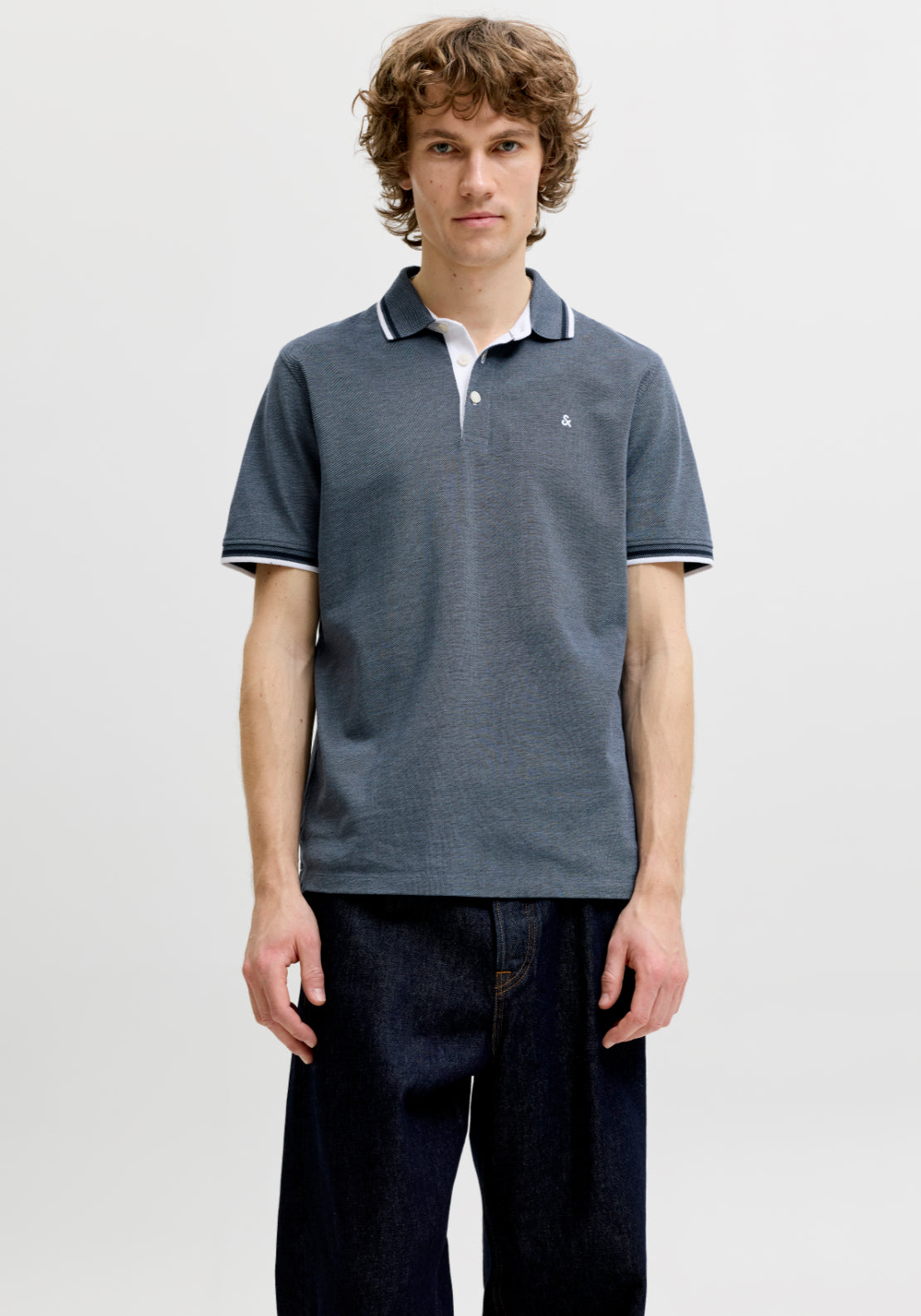 Jack &amp; Jones Paulos Short Sleeve Polo - Blue 1 Shaws Department Stores
