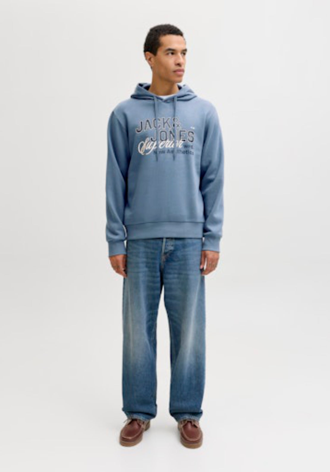 Jack &amp; Jones Logo Sweats Hoodie - Blue 6 Shaws Department Stores