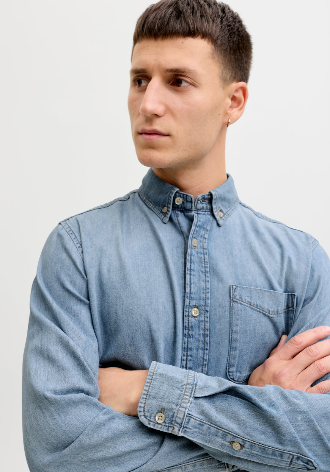 Jack &amp; Jones Regular Fit Denim Shirt - Blue 3 Shaws Department Stores