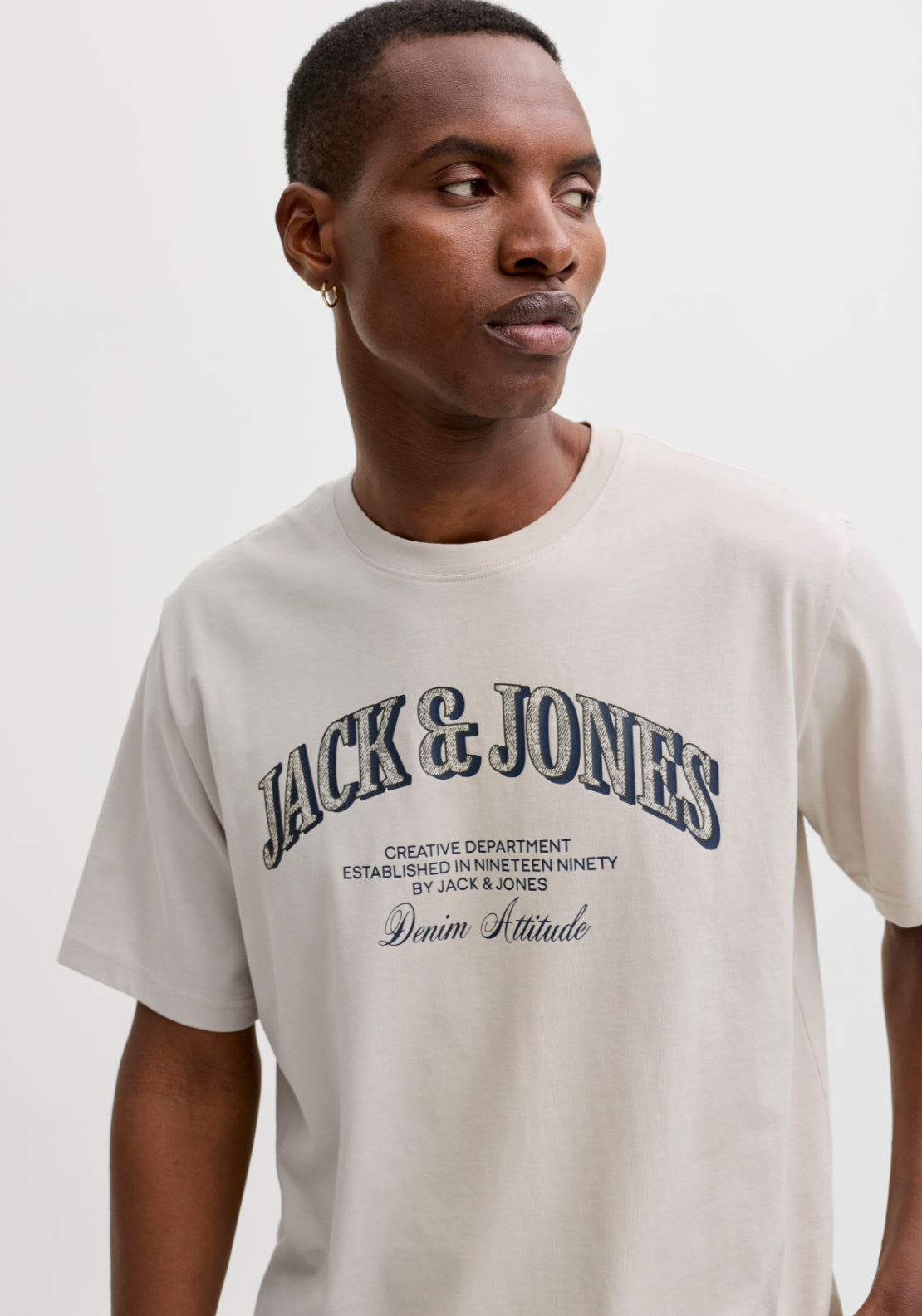 Jack &amp; Jones Short Sleeve T-Shirt - Moonbeam 3 Shaws Department Stores