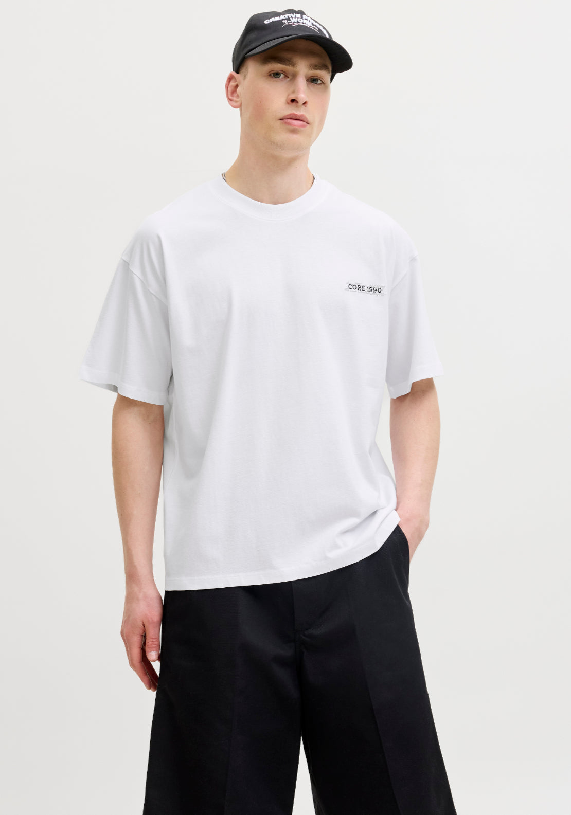 Jack &amp; Jones Short Sleeve Script Back Print Tee - White 1 Shaws Department Stores