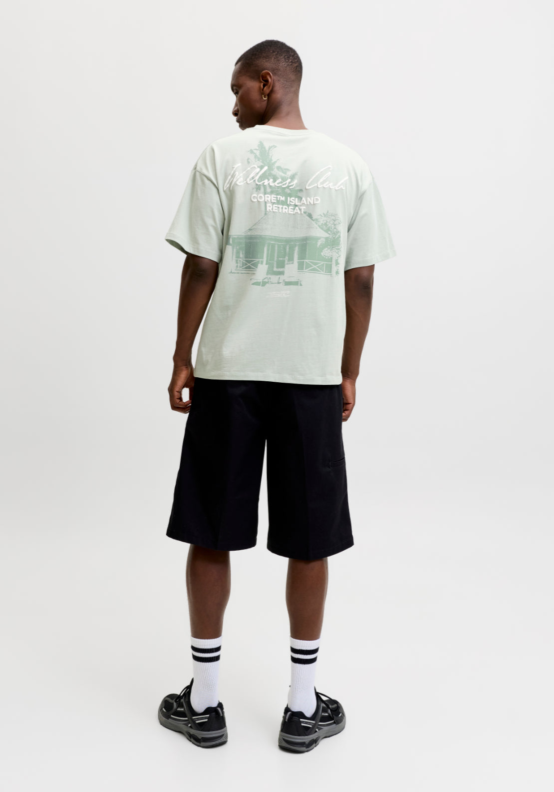 Jack &amp; Jones Short Sleeve Script Back Print Tee - Aqua Gray 2 Shaws Department Stores